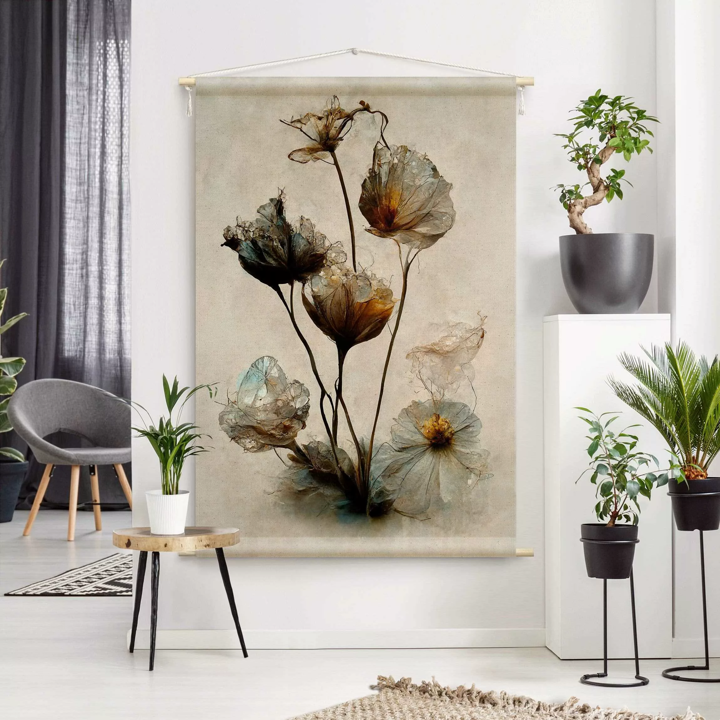 Wandteppich Getrocknete Blüten günstig online kaufen
