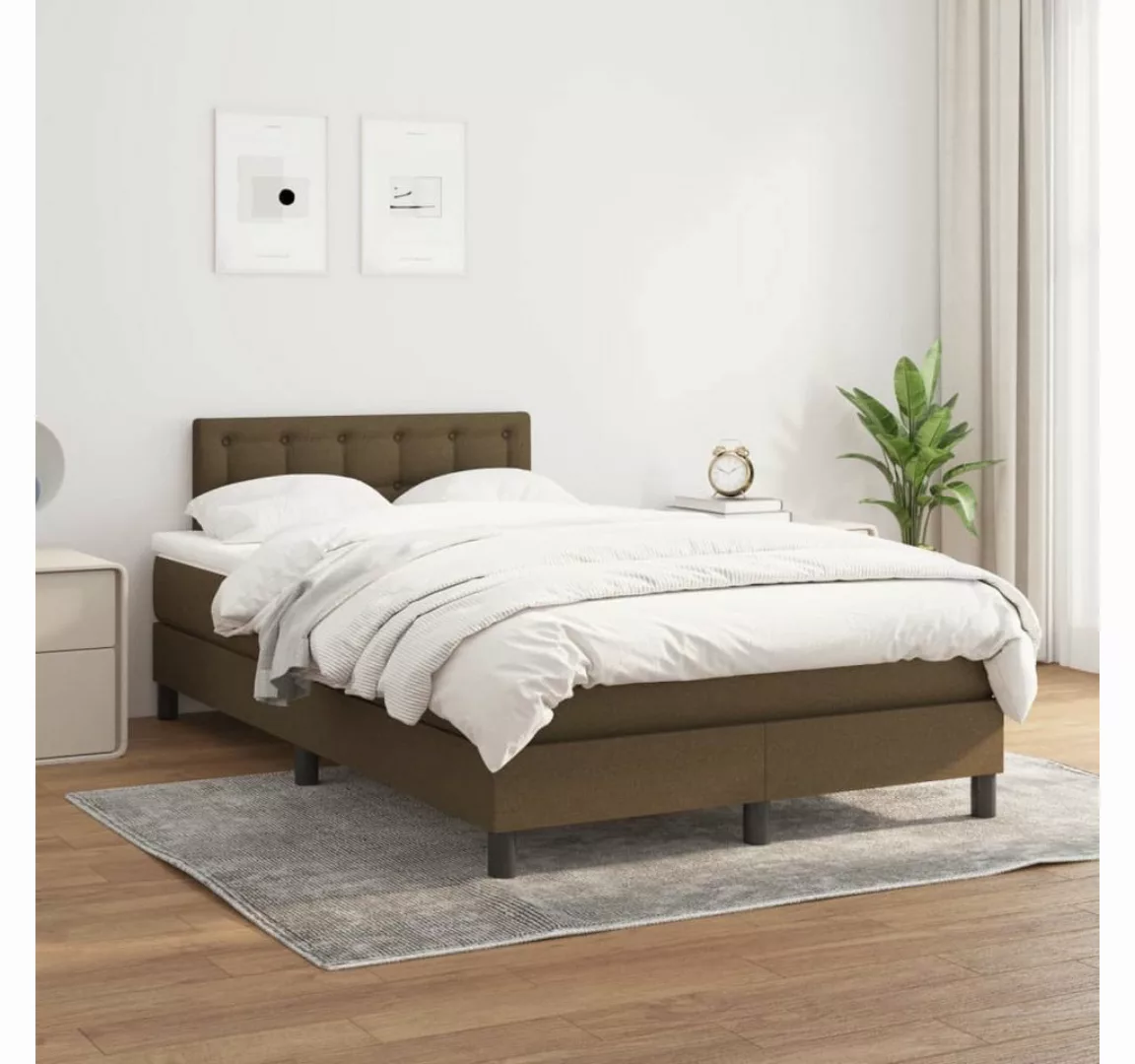 vidaXL Boxspringbett Boxspringbett mit Matratze Dunkelbraun 120x200 cm Stof günstig online kaufen