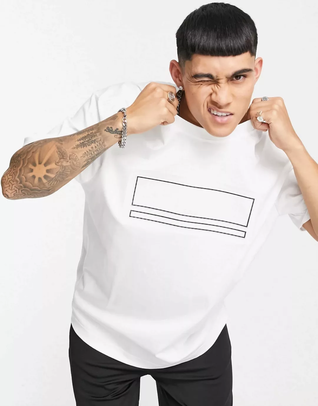 BOSS – Athleisure Tover – Oversize-T-Shirt in Weiß günstig online kaufen