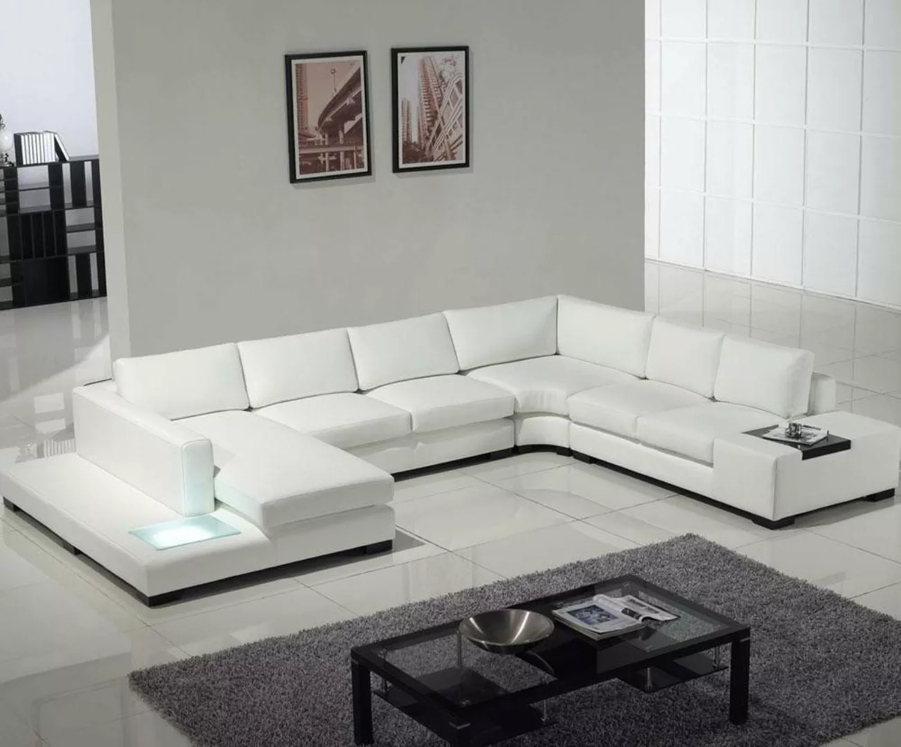 Xlmoebel Sofa Ledersofa in modernem Design mit Eckelementen - Wohnlandschaf günstig online kaufen