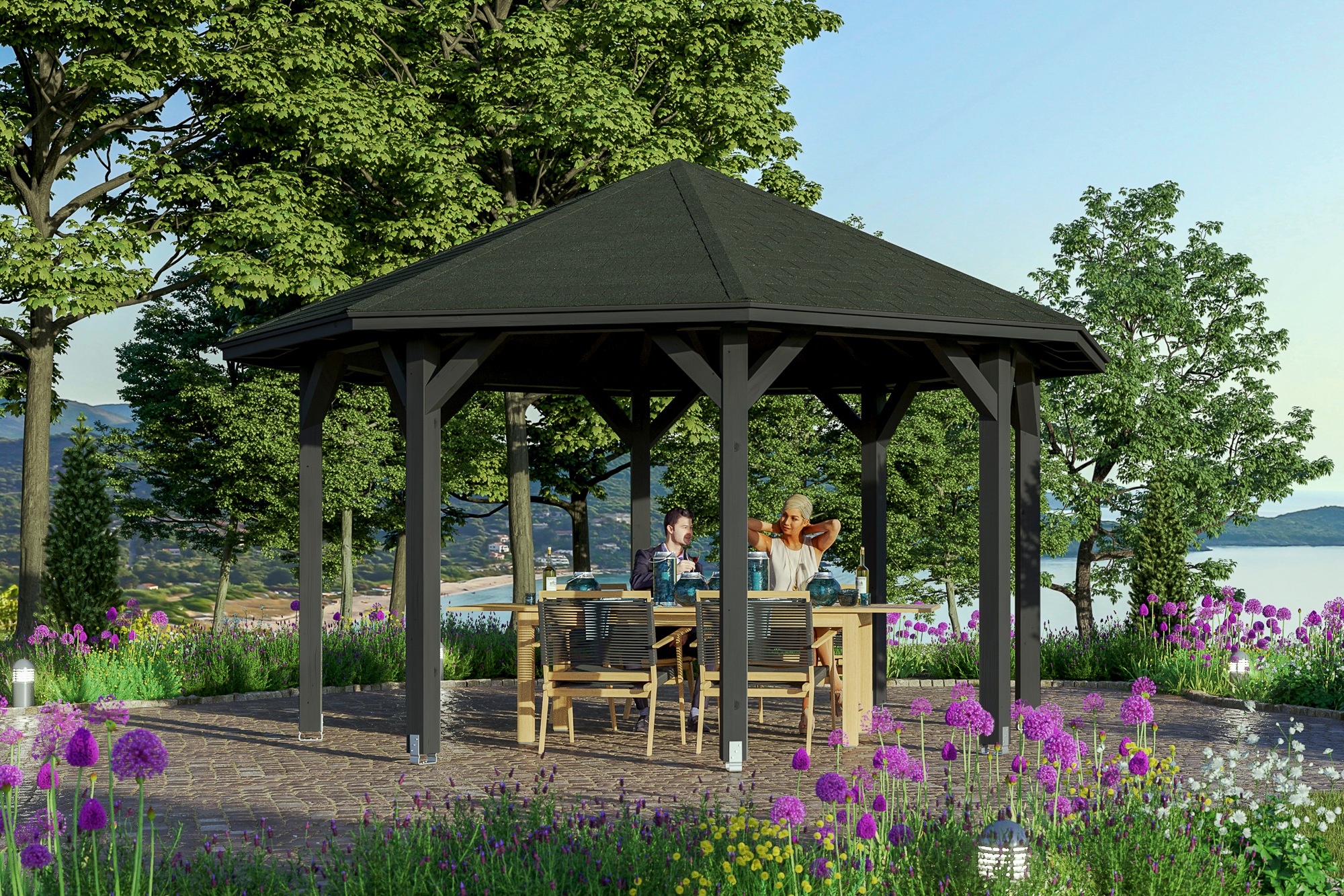 Skanholz Pavillon "Nice 2", 8-Eck, BxT: 484x484 cm günstig online kaufen