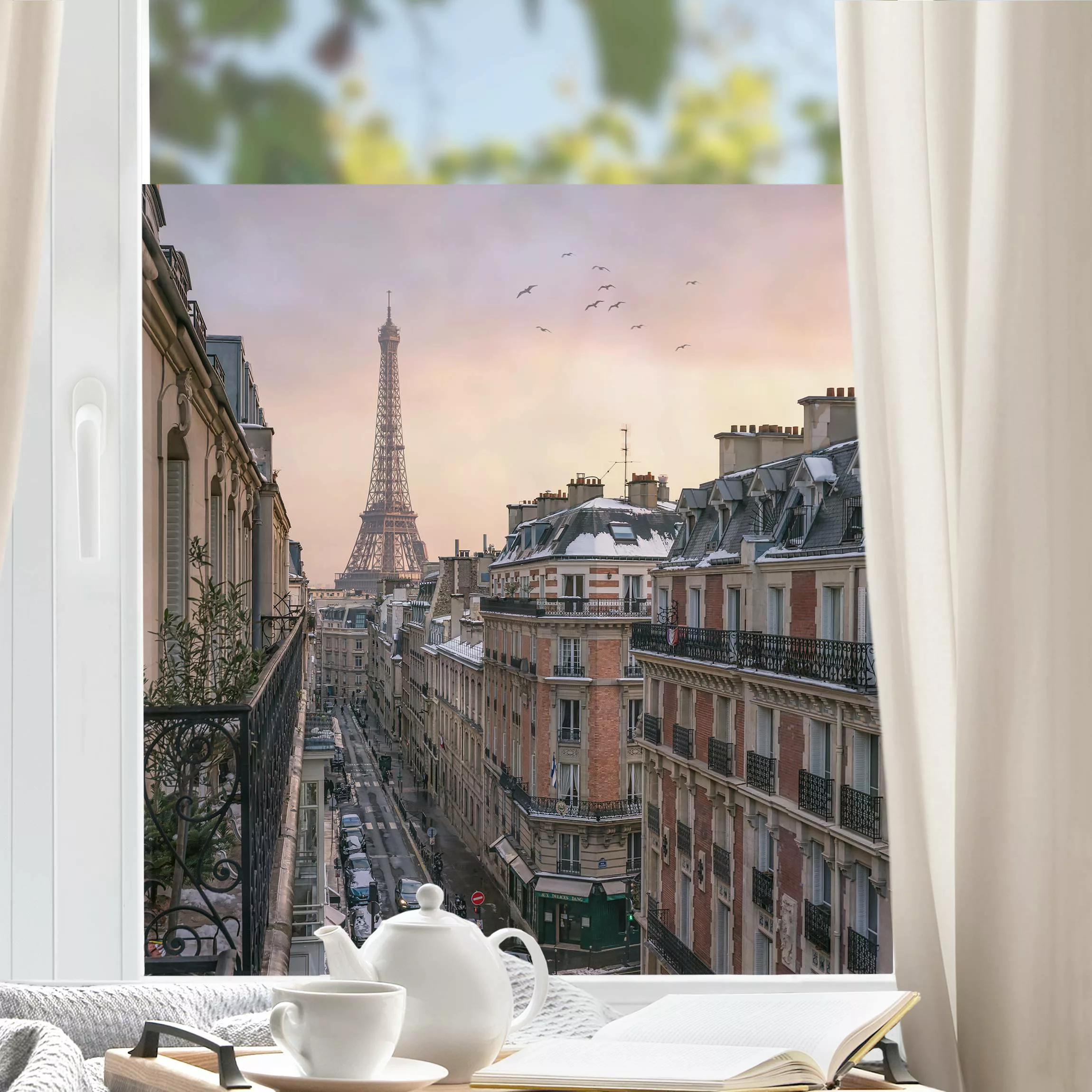 Fensterfolie Eiffelturm bei Sonnenuntergang günstig online kaufen