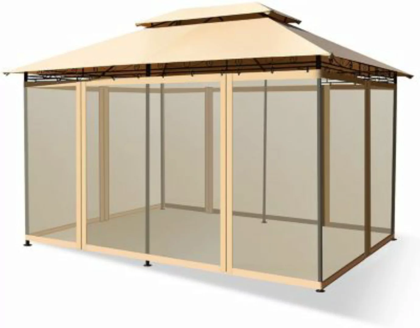 COSTWAY® Pavillon Metall mit Seitenwänden braun günstig online kaufen