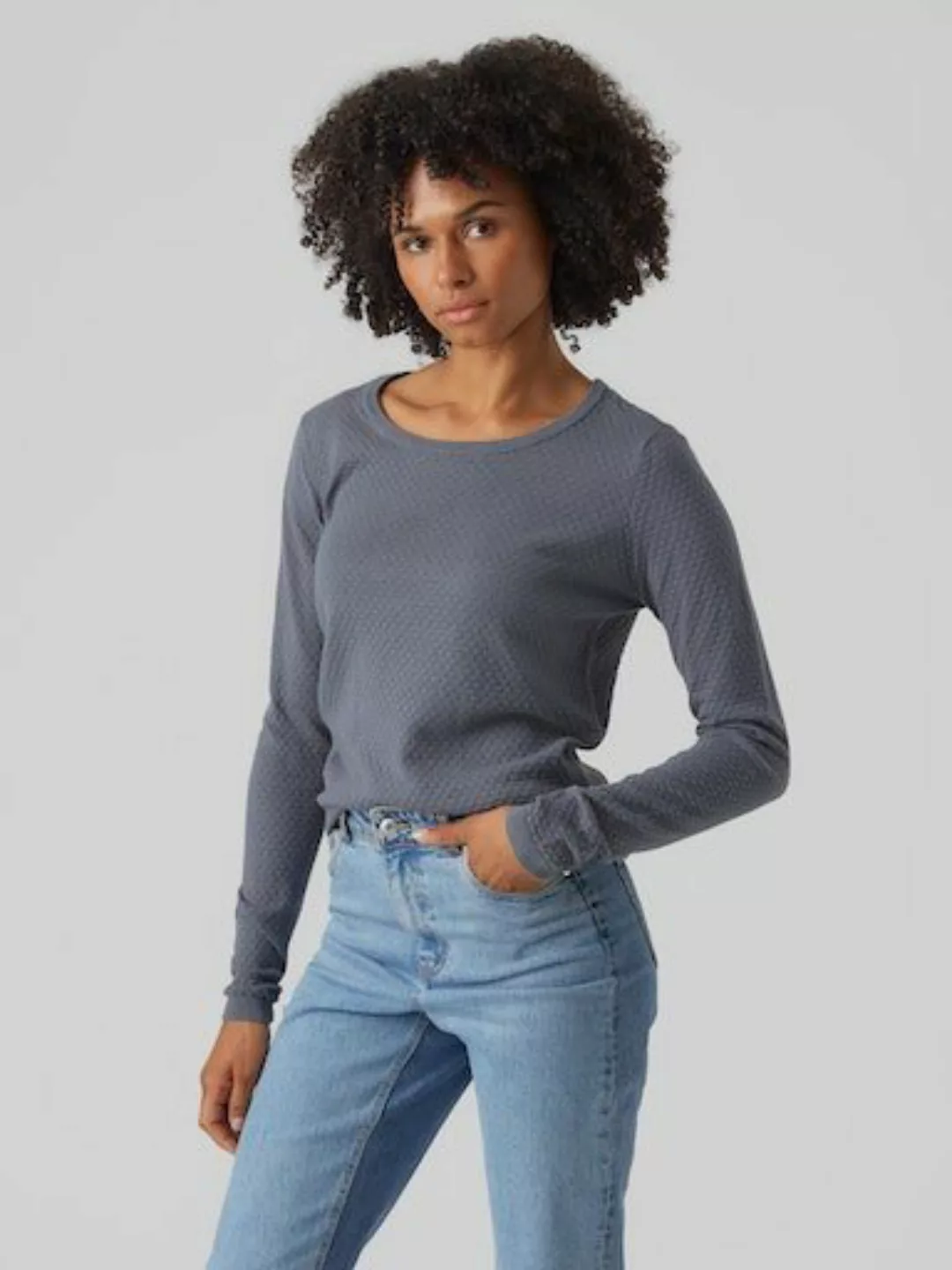 Vero Moda Rundhalspullover VMCARE STRUCTURE LS O-NECK BLOU NOOS günstig online kaufen