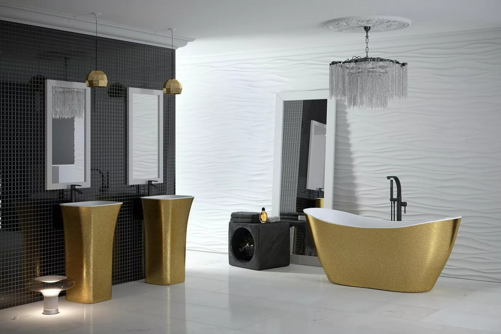 Xlmoebel Sofa Goldene Luxus-Badewanne in Designer-Stil, freistehend, Badewa günstig online kaufen