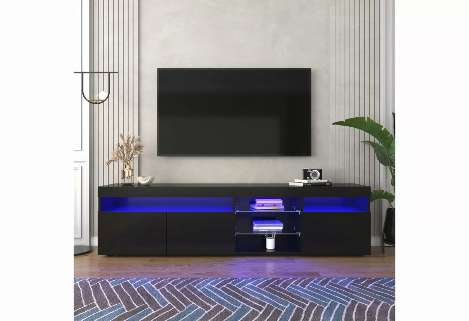 Odikalo TV-Schrank Sideboard Lowboard Lagerschrank Hell Panel 16 -LED Weiß/ günstig online kaufen