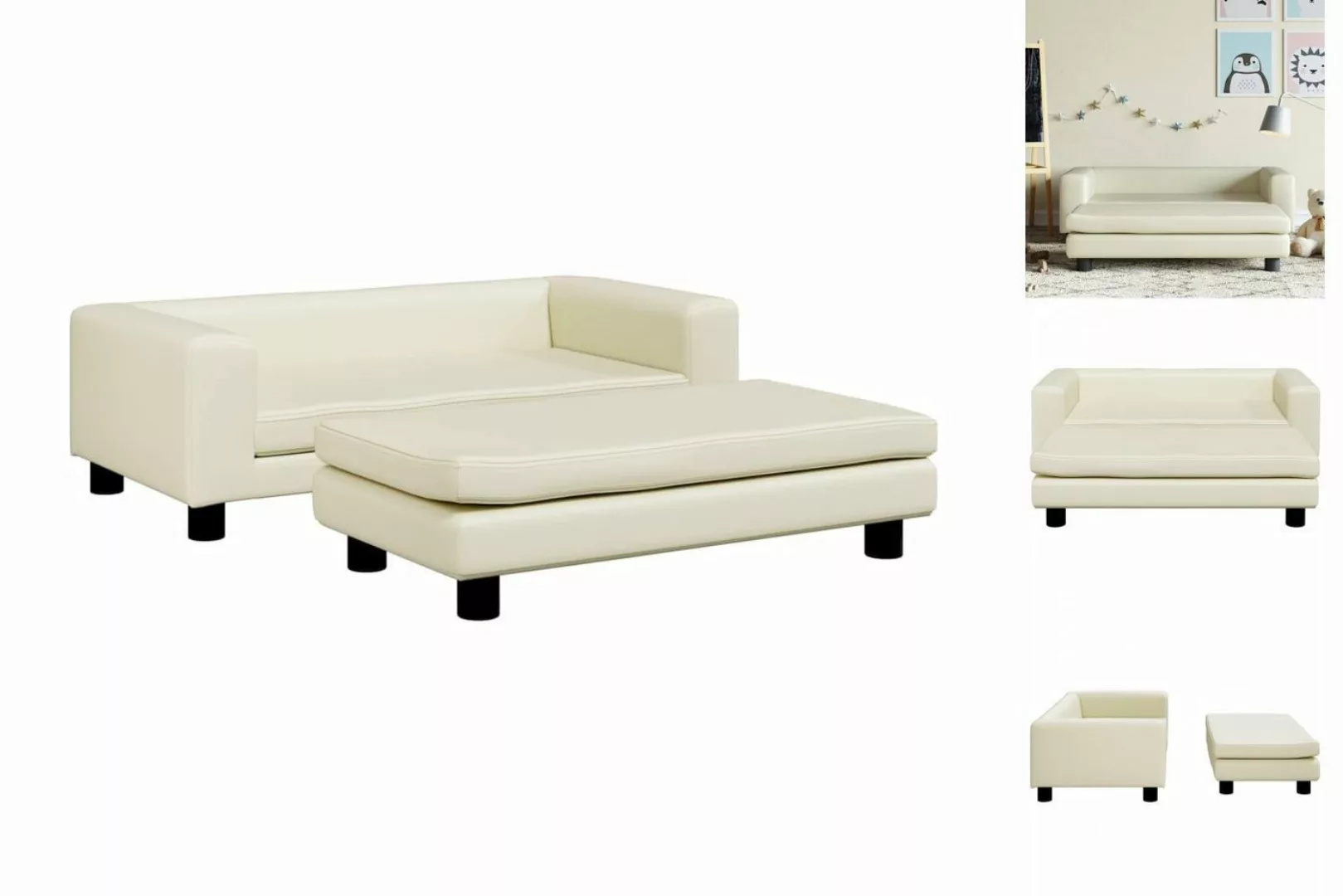 vidaXL Kindersofa Kindersofa mit Hocker Grau 100x50x30 cm Kunstleder Kinder günstig online kaufen