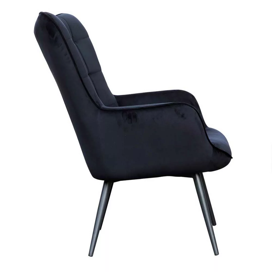Sessel mit hoher Rückenlehne in Schwarz Samt und Metall günstig online kaufen