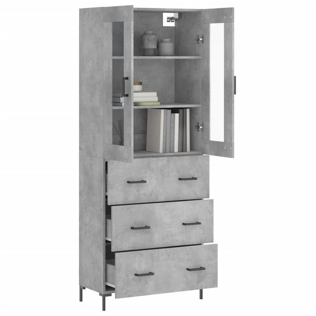 vidaXL Vitrine Highboard Betongrau 69,5x34x180 cm Spanplatte Glas Vitrine günstig online kaufen