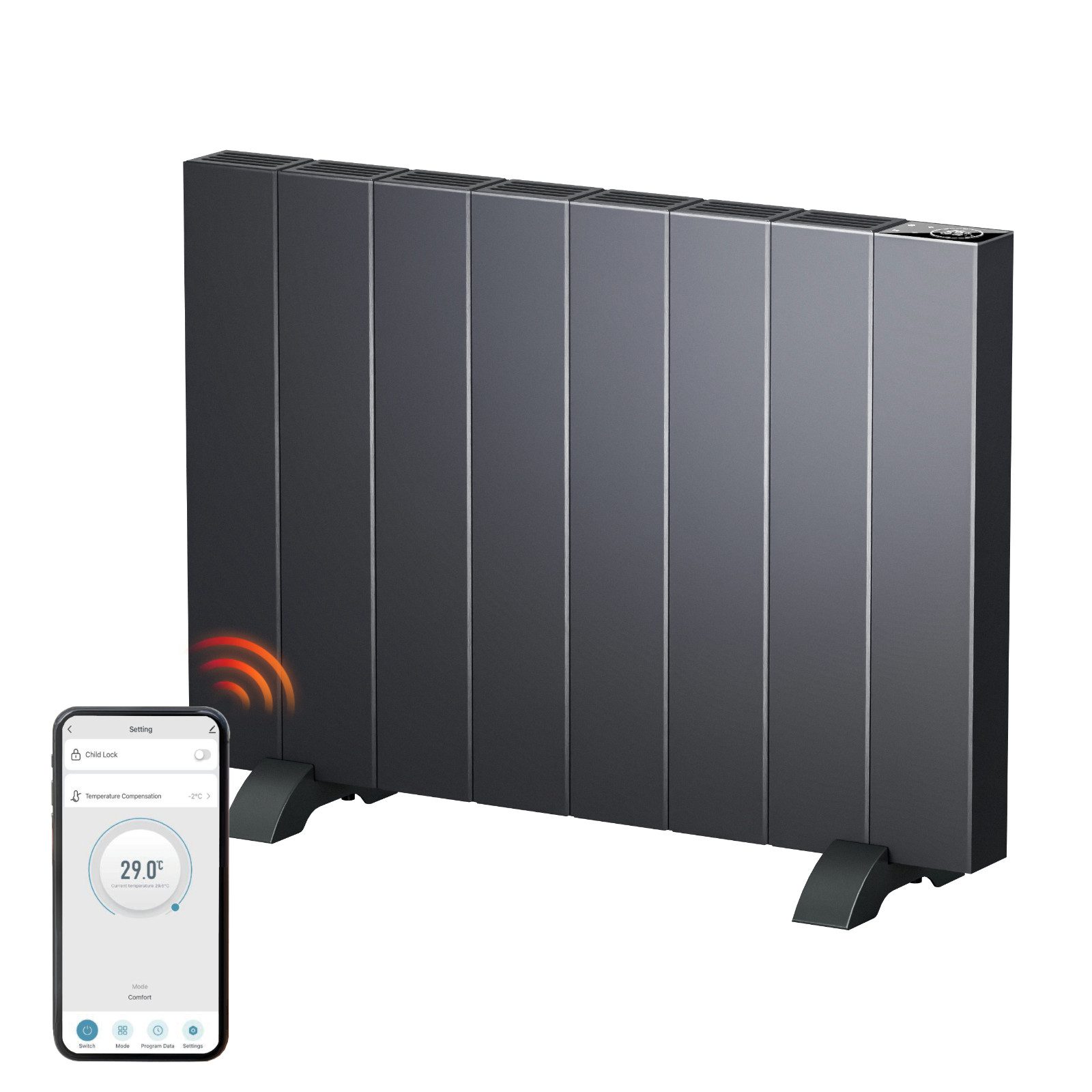 EMKE Elektro-Heizkörper elektrische Heizkörper Anthrazit 1000/1500W günstig online kaufen