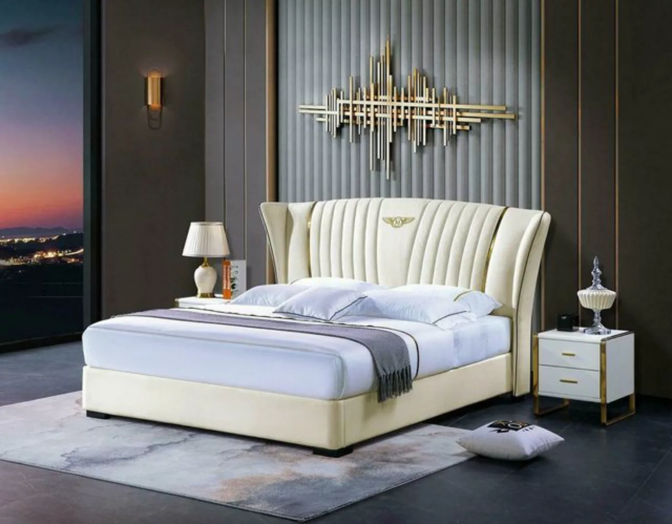 JVmoebel Bett, Holzbett Bett Doppelbett Echtholz Schlafzimmer Hotel Betten günstig online kaufen