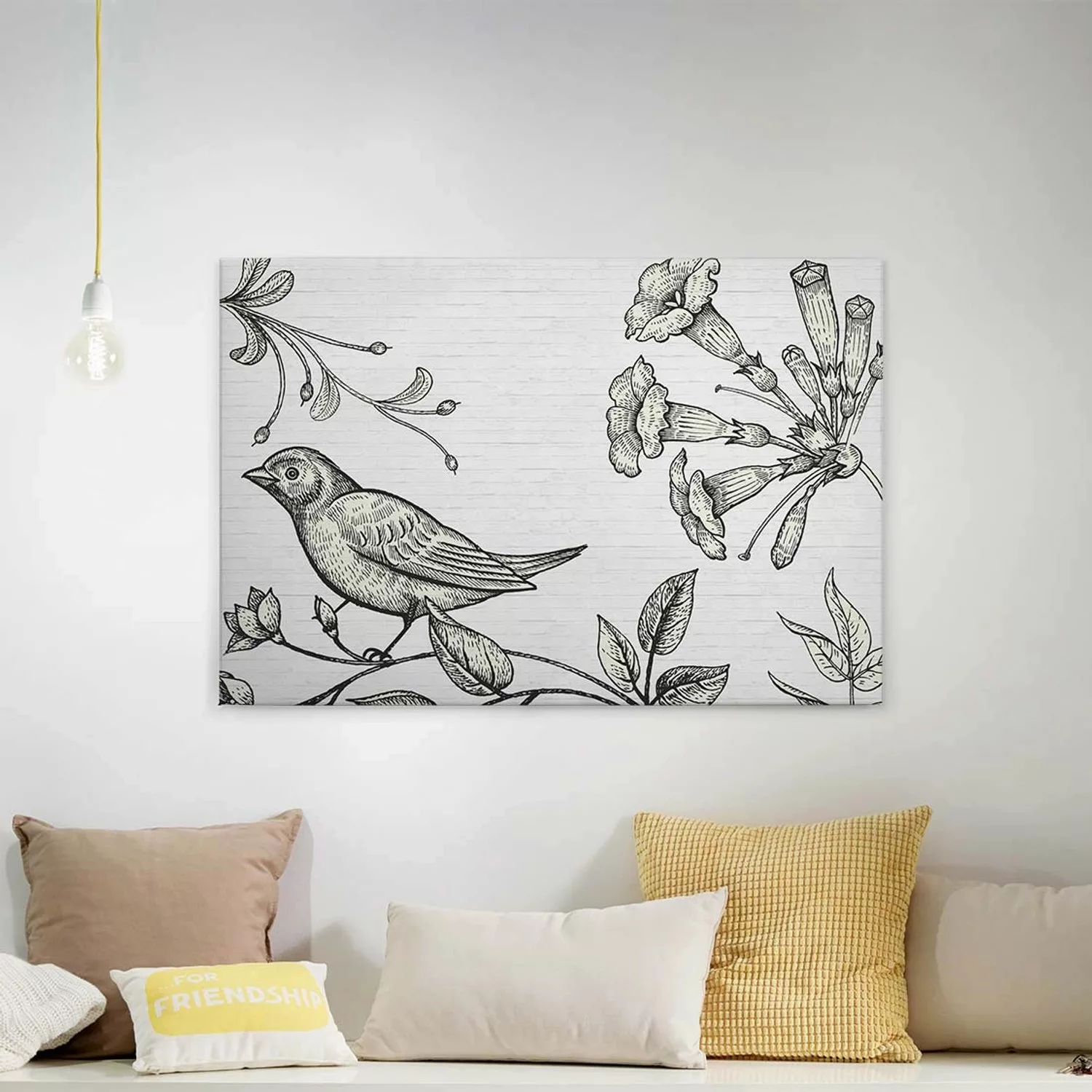 A.S. Création Leinwandbild "birdy 3", (1 St.), Schwarz-Weiß Zeichnung Flora günstig online kaufen