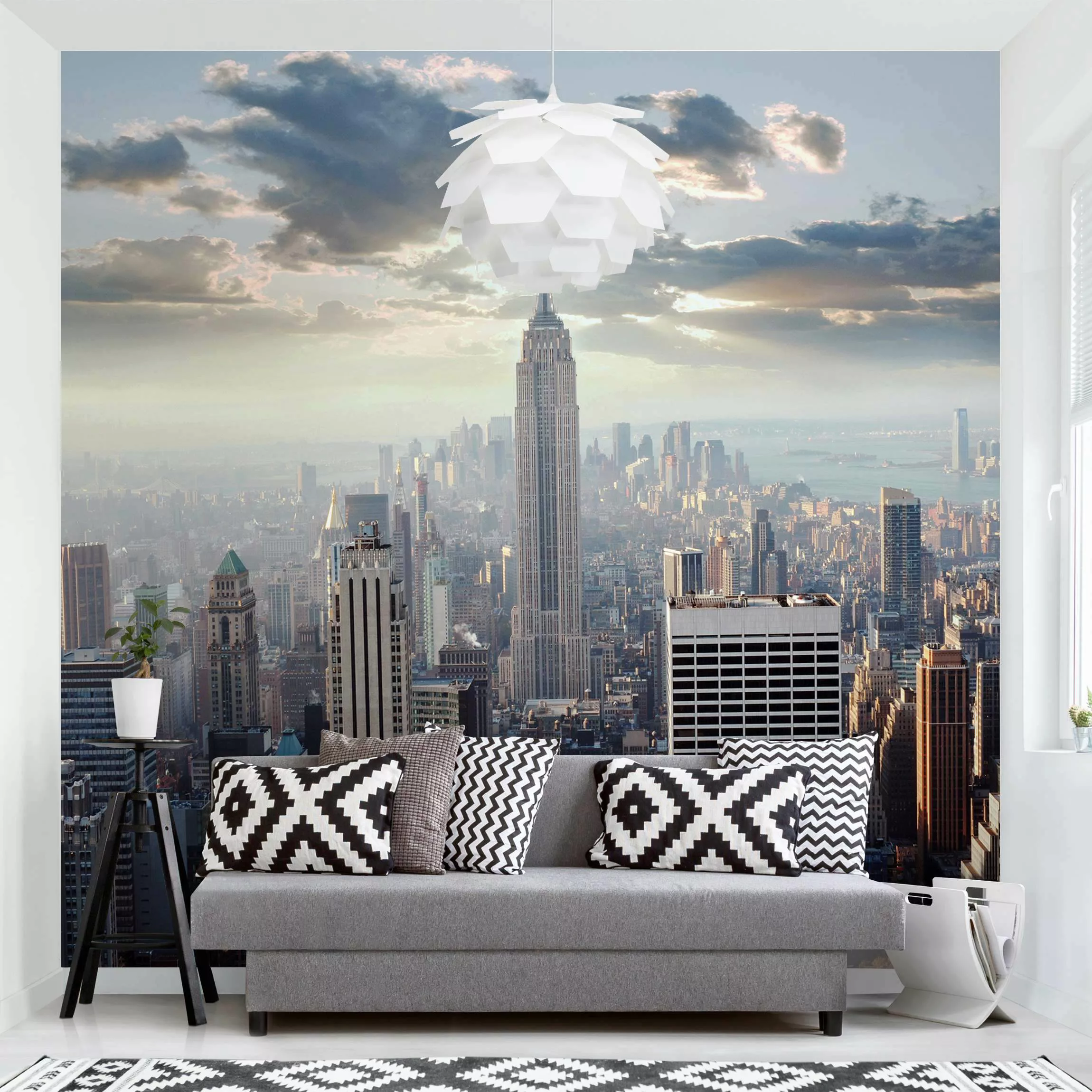 Bilderwelten Fototapete Sonnenaufgang in New York creme Gr. 192 x 192 günstig online kaufen