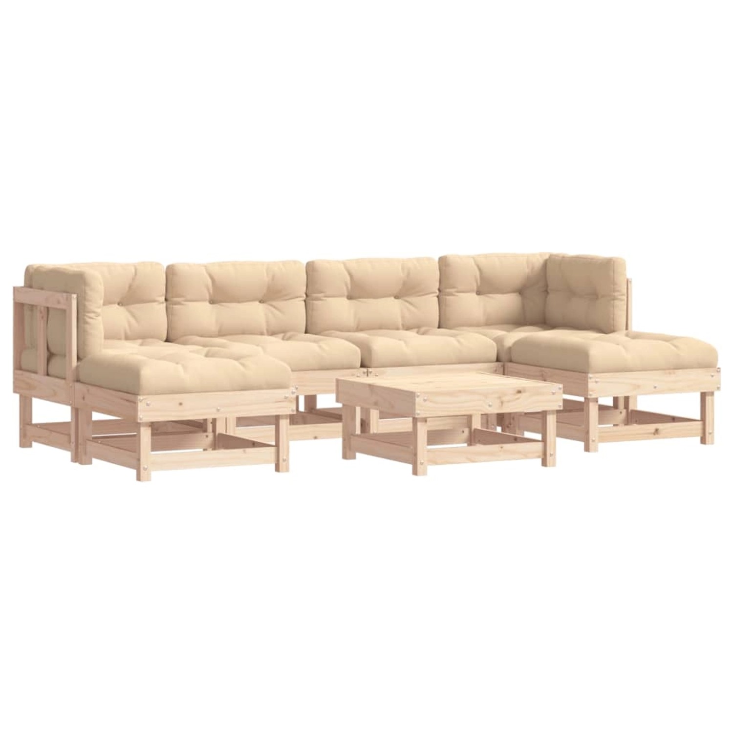 vidaXL 7-Tlg Garten-Lounge-Set mit Kissen Massivholz 3185920 günstig online kaufen
