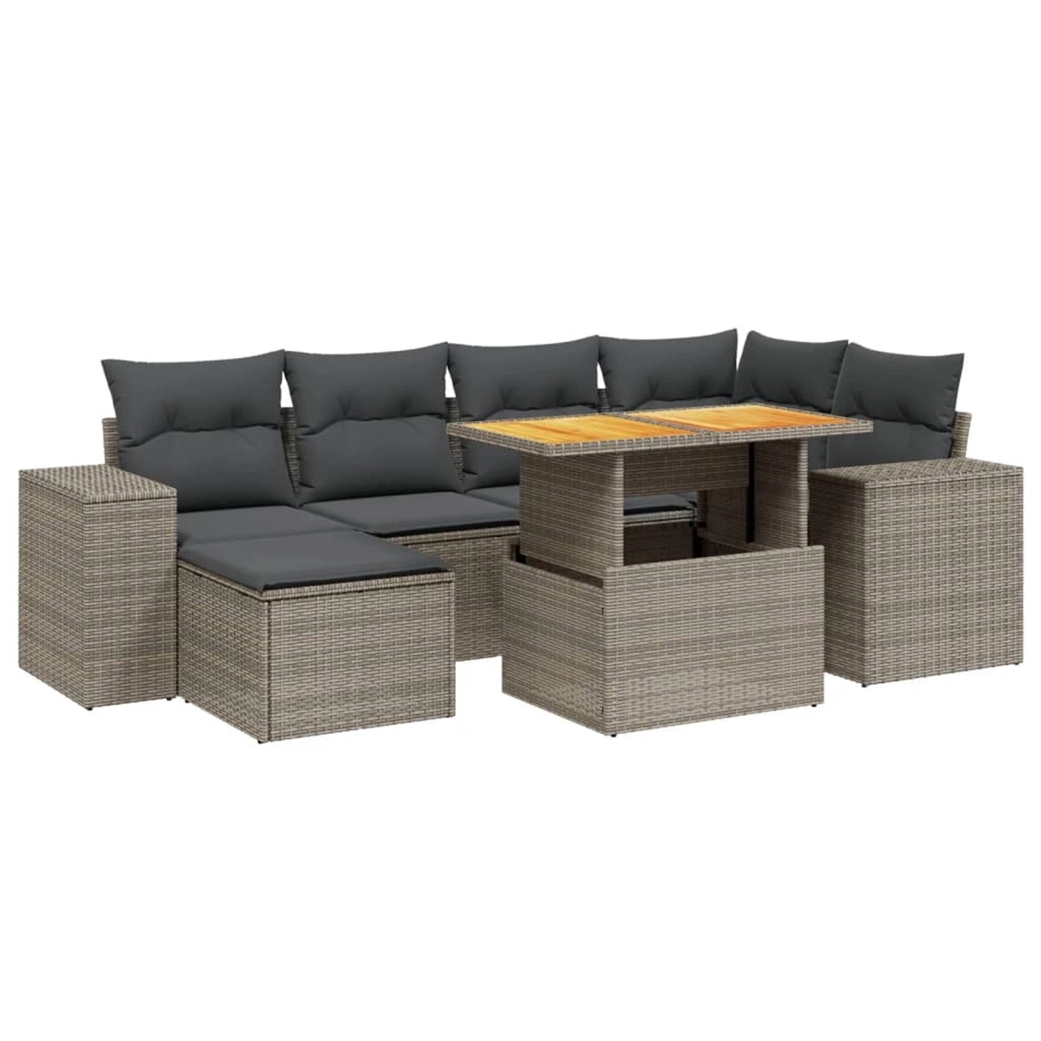 vidaXL 7-Tlg Garten-Sofagarnitur mit Kissen Grau Poly Rattan 3275930 günstig online kaufen