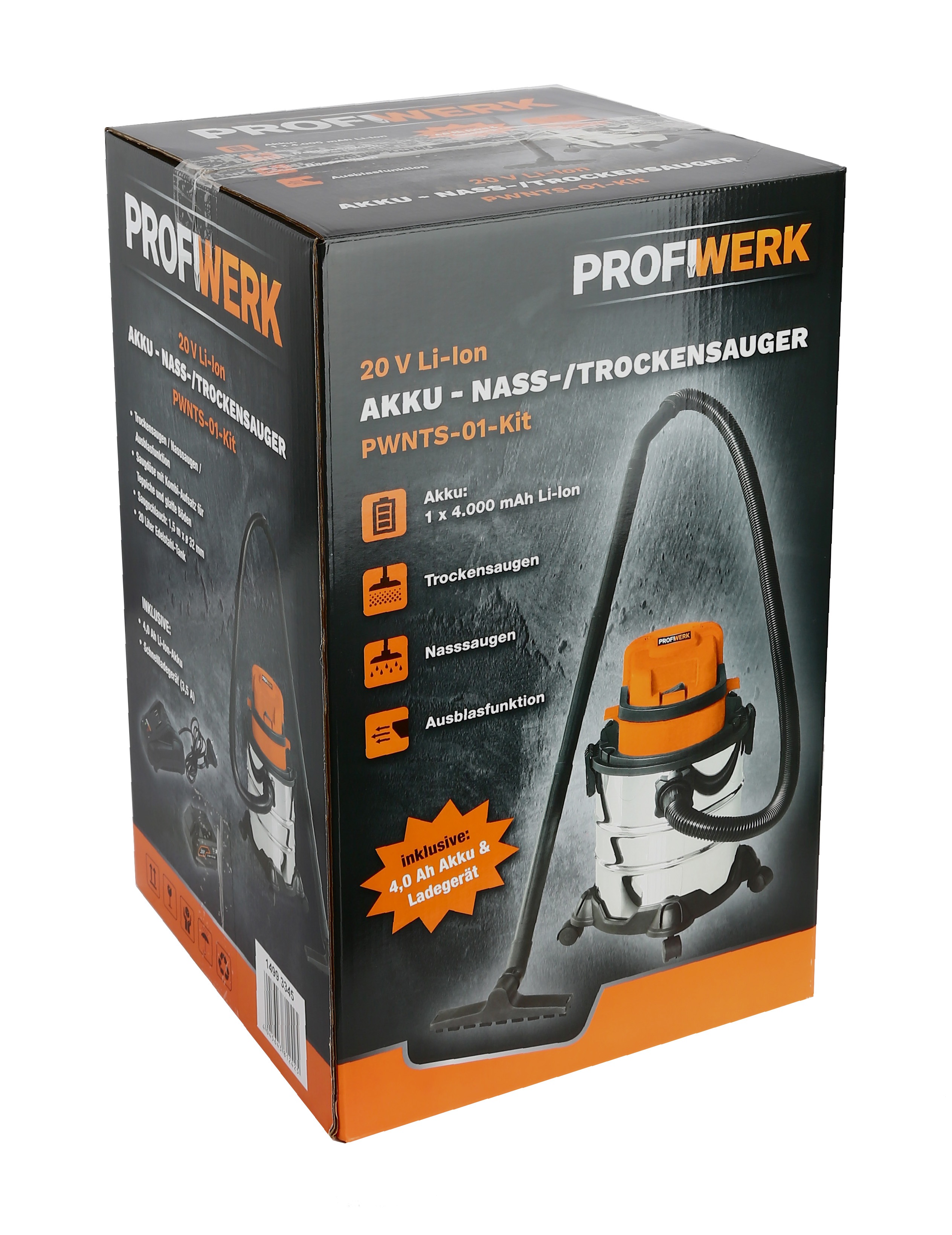 Profiwerk Nass-Trocken-Sauger »PWNTS-01-Kit Akku-Sauger 20V, 20l, 8,0 Kpa«, günstig online kaufen