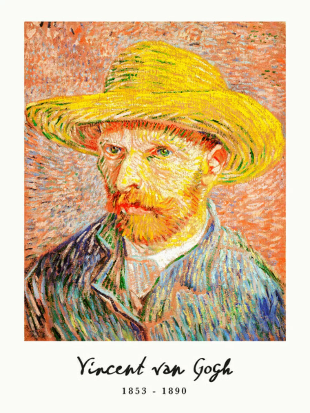 Poster / Leinwandbild - Self-portrait With a Straw Hat Von Vincent Van Gogh günstig online kaufen