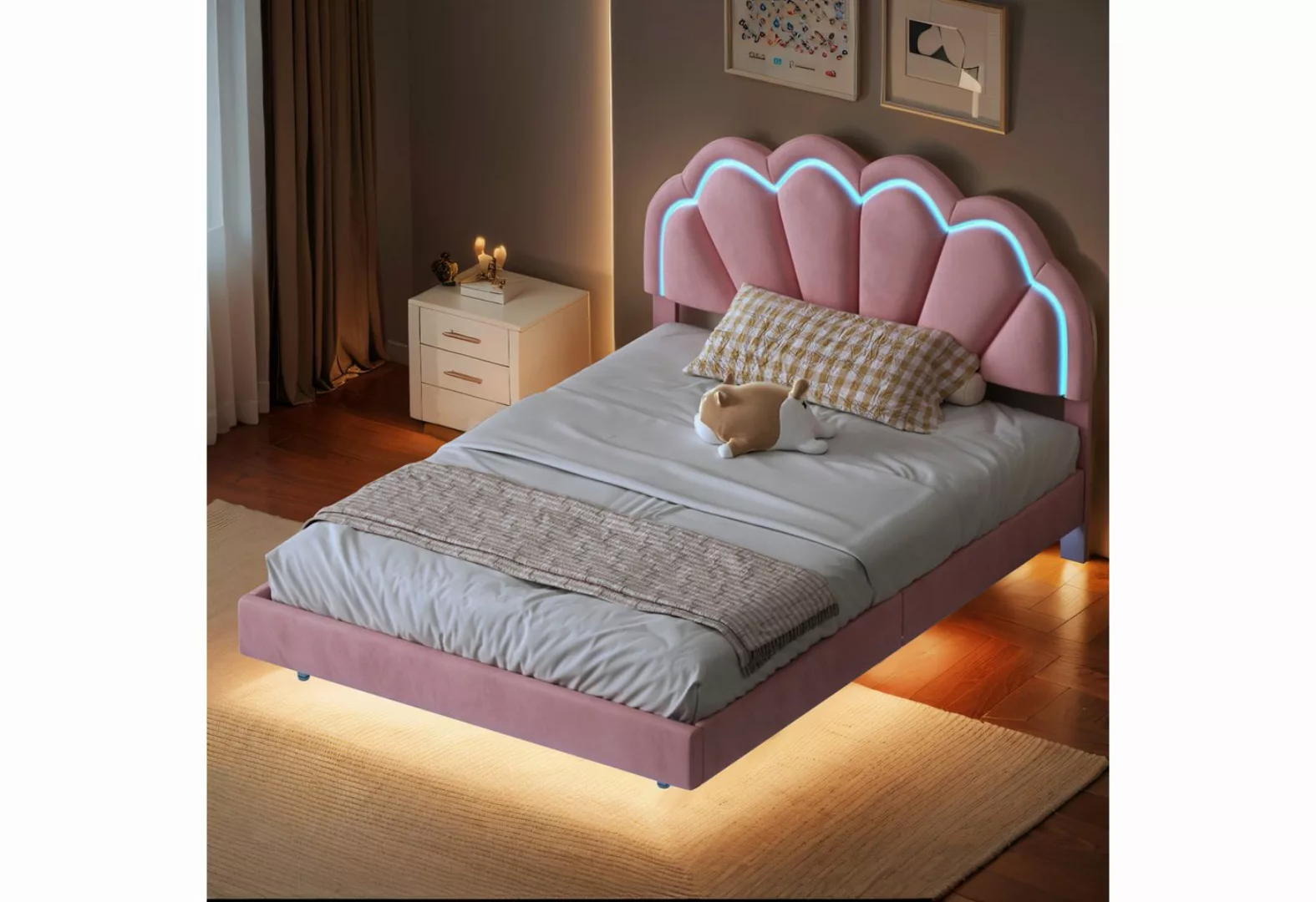 LuxeLiving Polsterbett LED Doppelbett 140x200cm (Geeignet für Jungen und Mä günstig online kaufen