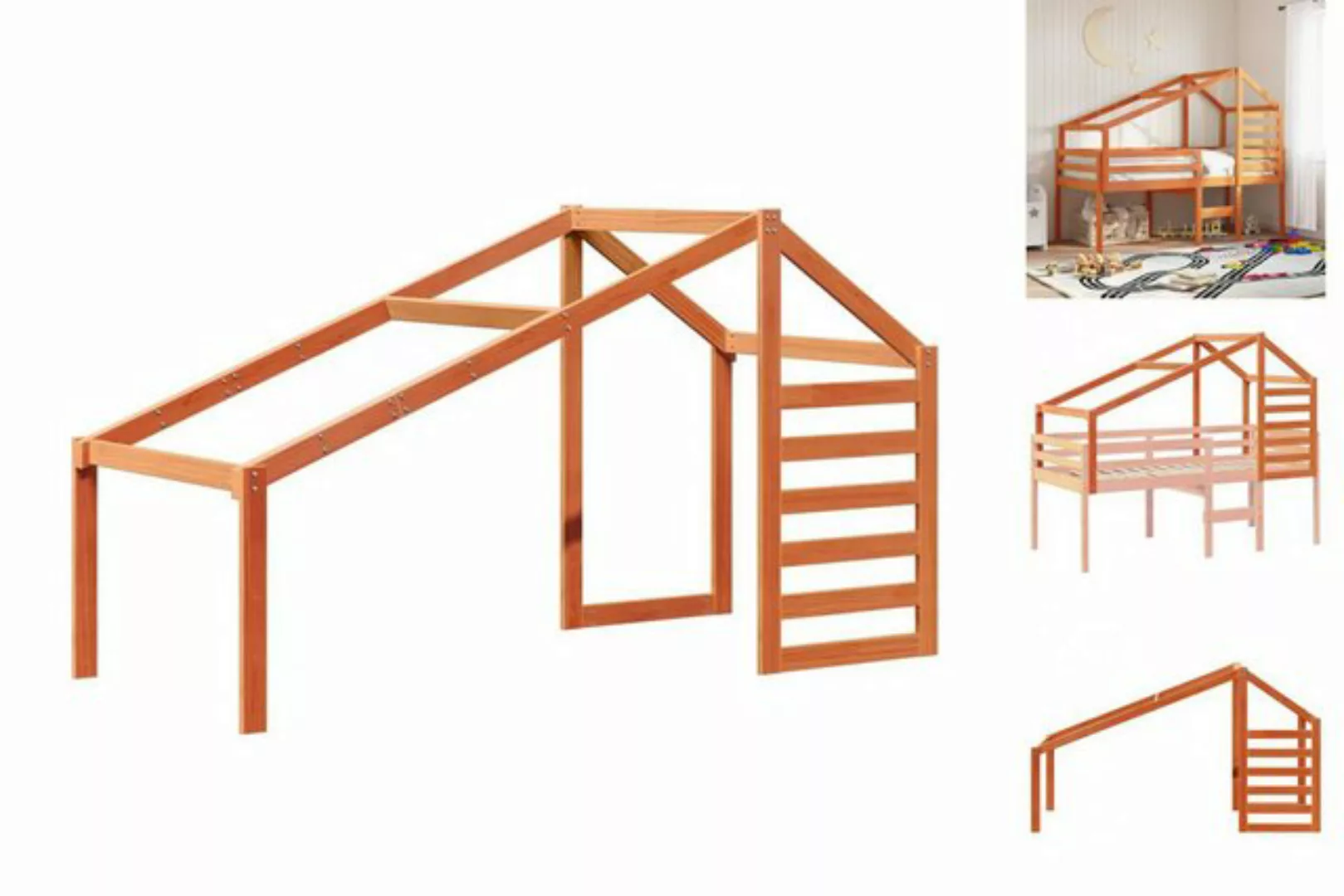 vidaXL Kinderbett Dach für Kinderbett Wachsbraun 188x97x113 cm Massivholz K günstig online kaufen