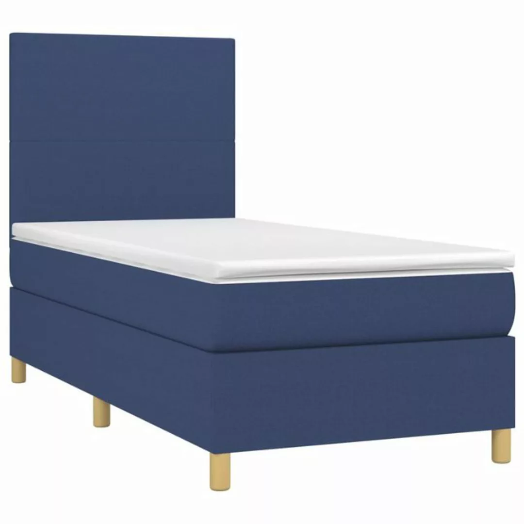 vidaXL Boxspringbett, Boxbett mit Matratze Blau 90x190 cm Stoff günstig online kaufen