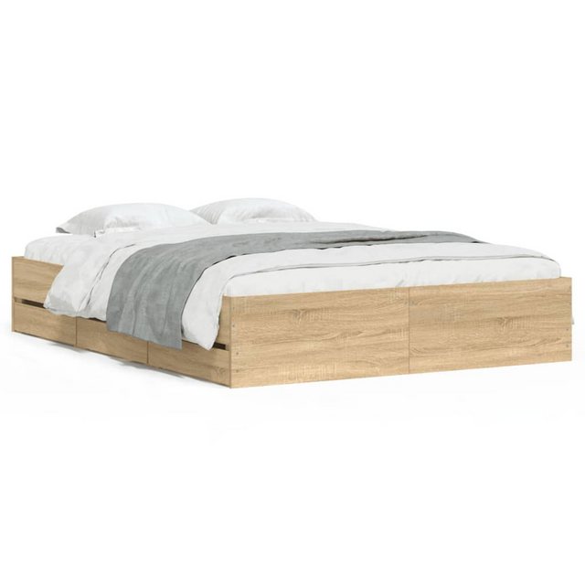 furnicato Bettgestell mit Schubladen Sonoma-Eiche 140x190cm Holzwerkstoff ( günstig online kaufen