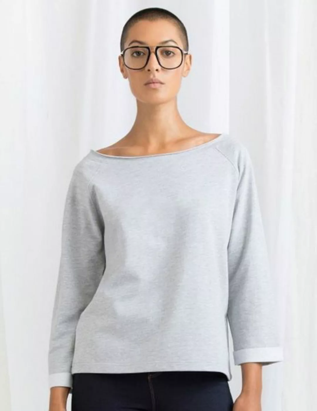 Damen T-shirt Flash Dance Sweatshirt Weiter Schulterfreier Ausschnitt günstig online kaufen