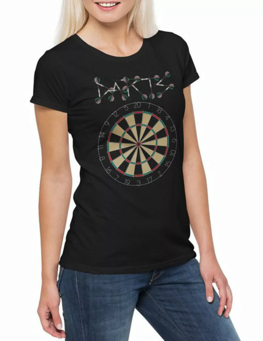 Urban Backwoods Print-Shirt Darts Target & Arrows Sport Logo Damen T-Shirt günstig online kaufen