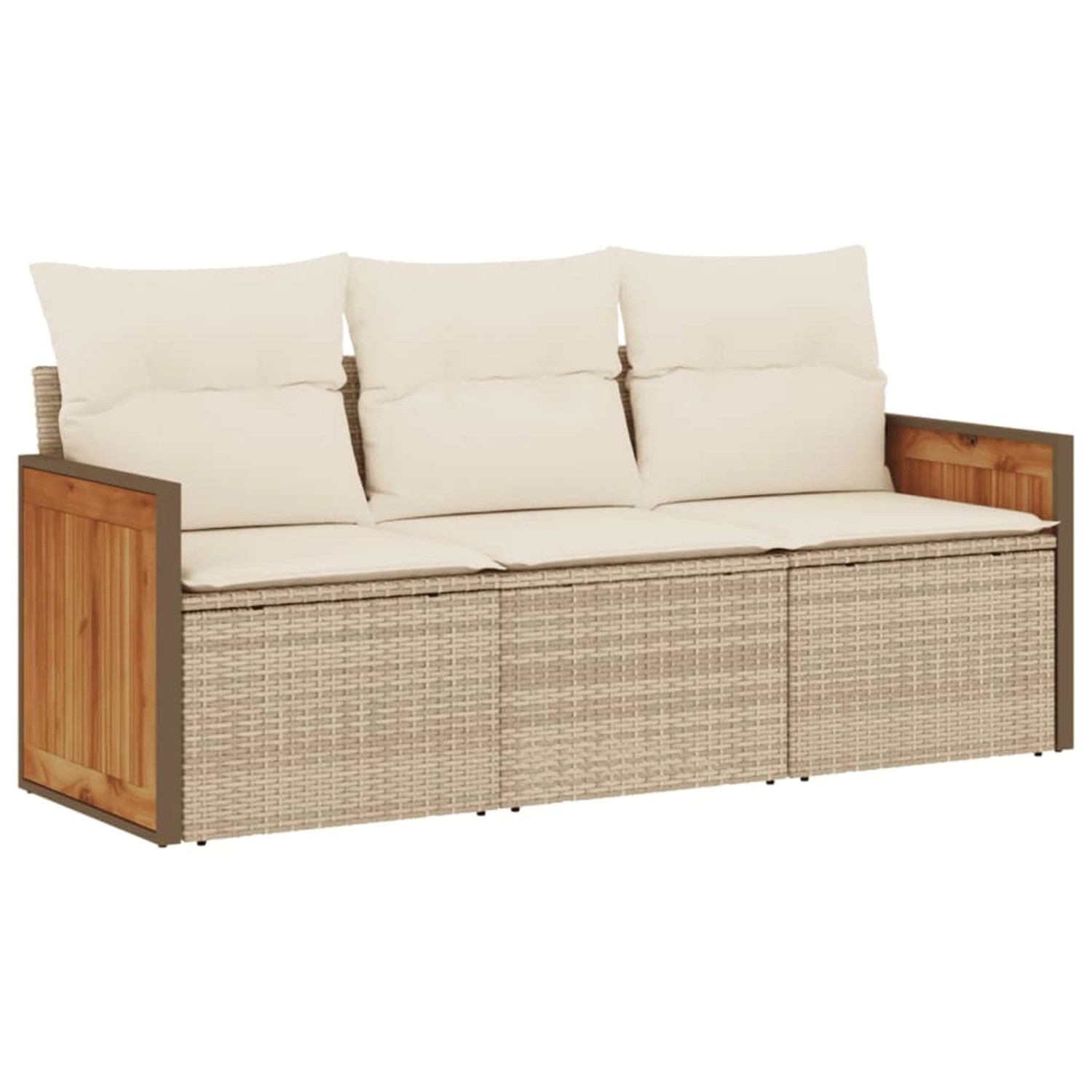 vidaXL 3-tlg Garten-Sofagarnitur mit Kissen Beige Poly Rattan Modell 14 günstig online kaufen