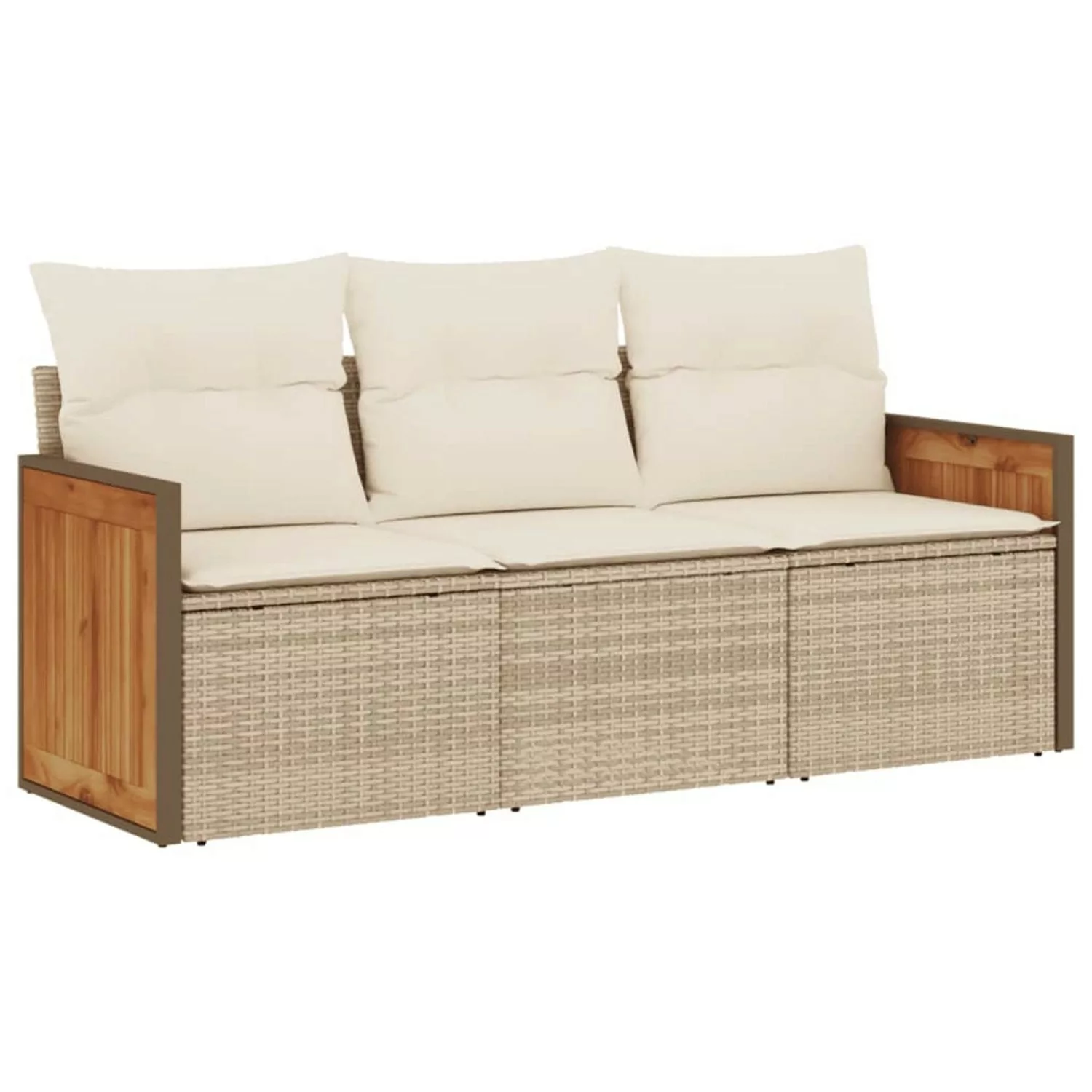 vidaXL 3-tlg Garten-Sofagarnitur mit Kissen Beige Poly Rattan Modell 14 günstig online kaufen