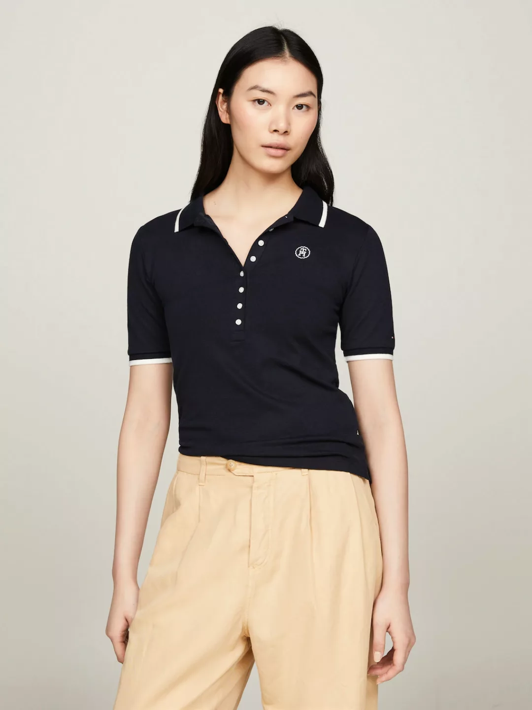 Tommy Hilfiger Poloshirt SLIM SMD TIPPING LYOCELL POLO SS mit kontrastfarbe günstig online kaufen