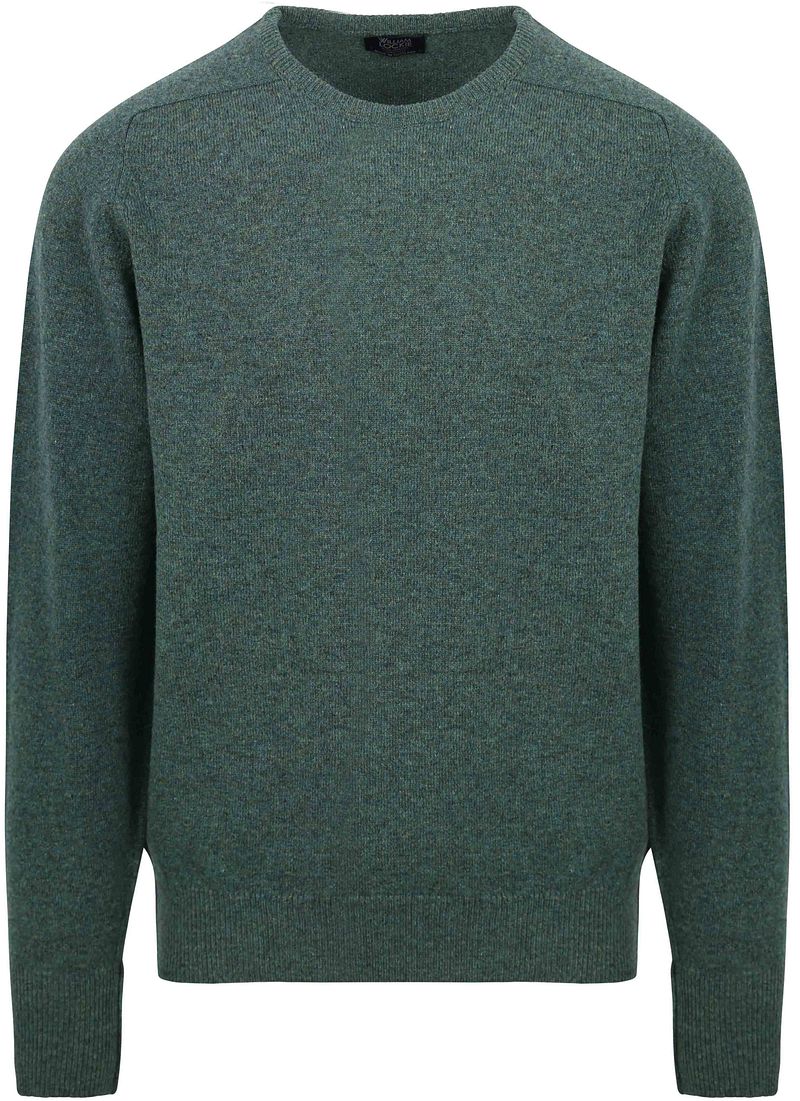 William Lockie O-Auschnitt Pullover Lammwolle Moorland Grün - Größe M günstig online kaufen