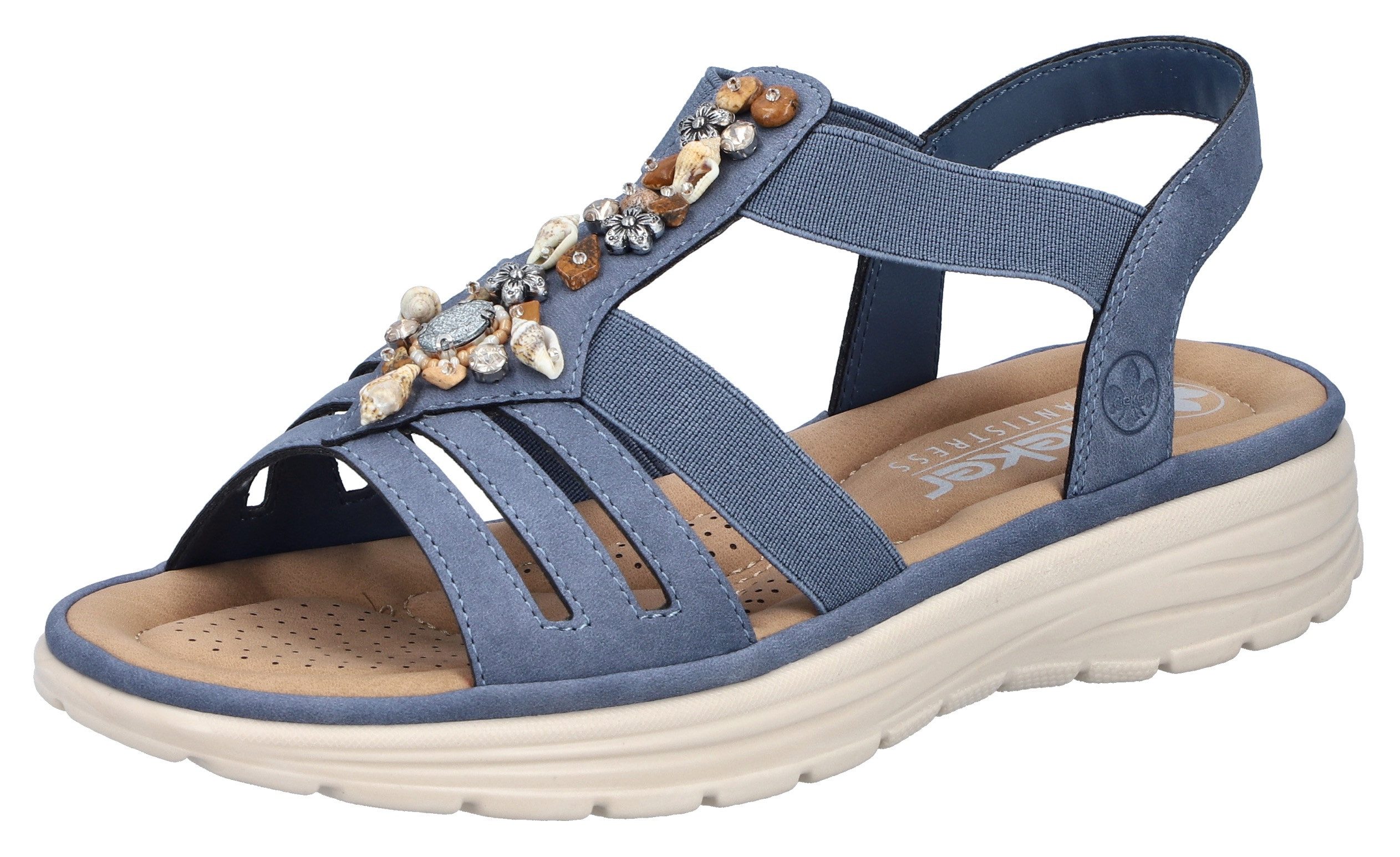 Rieker Sandale, Sommerschuh, Riemchensandalette, Schmuckverzierung, Gummizü günstig online kaufen