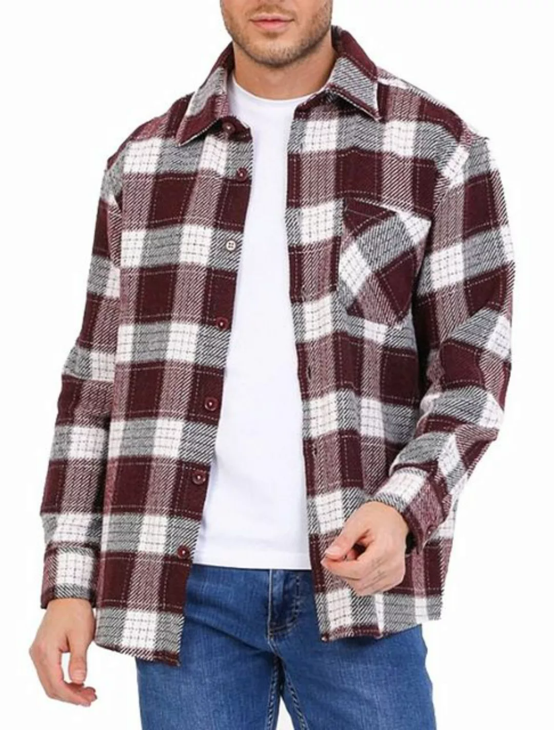 Jaylvis Karohemd Holzfällerhemd Flanell kariert Overshirt im Karomuster günstig online kaufen