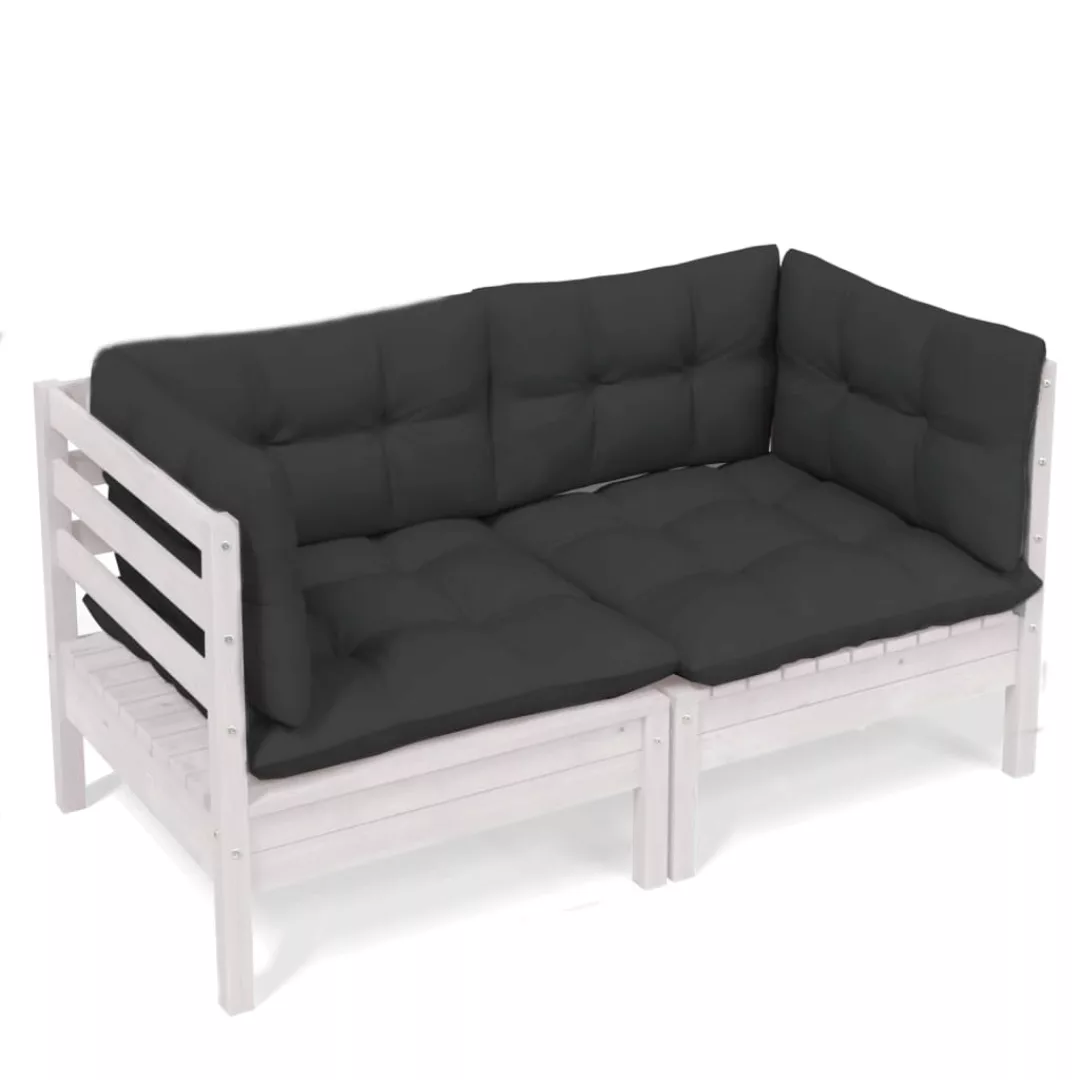 vidaXL Loungesofa 2-Sitzer-Gartensofa mit Anthrazit Kissen Massivholz Kiefe günstig online kaufen