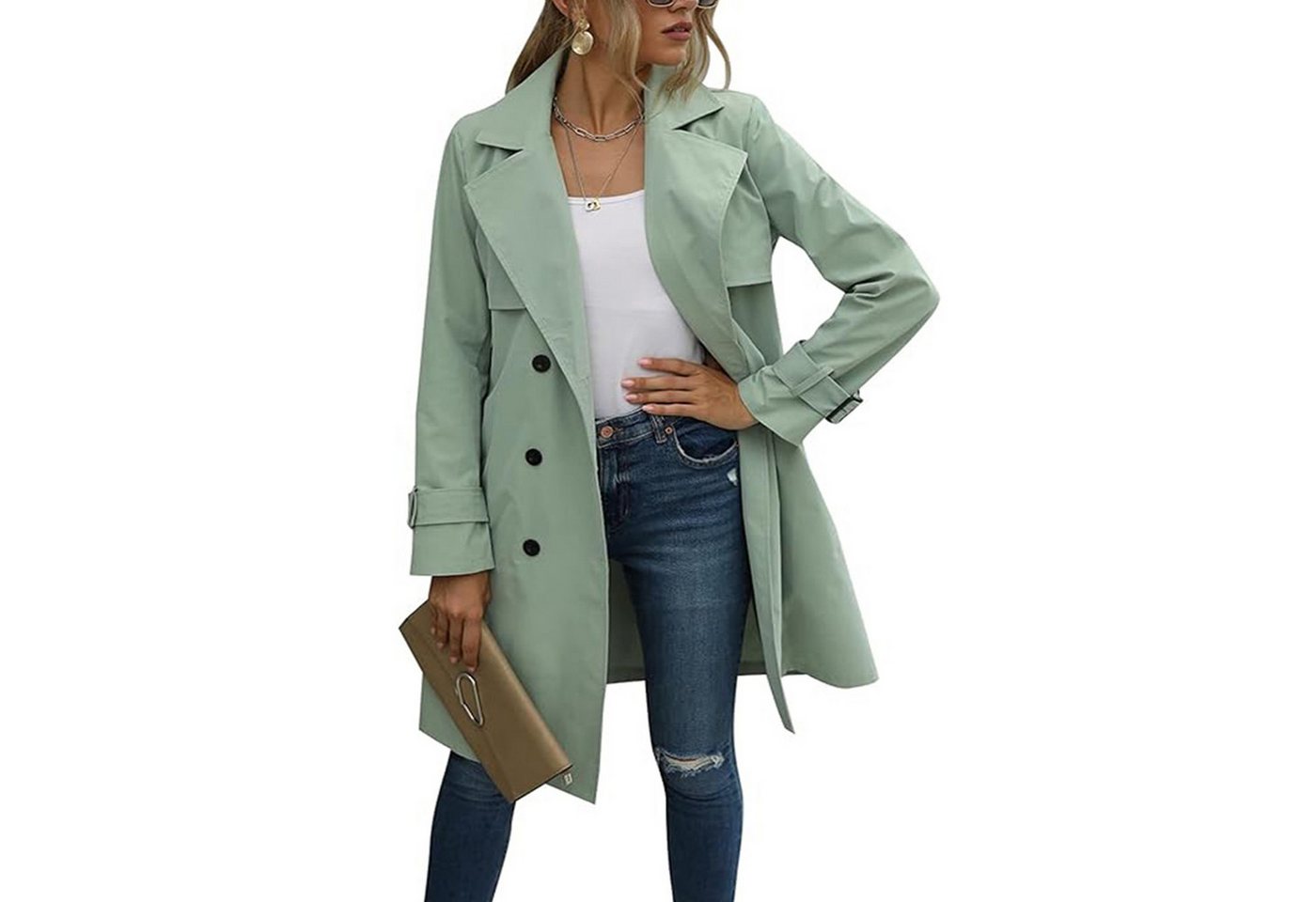 Gigicial Trenchcoat Damen-Trenchcoat, Frühling Jacke Winddichter Übergangsm günstig online kaufen