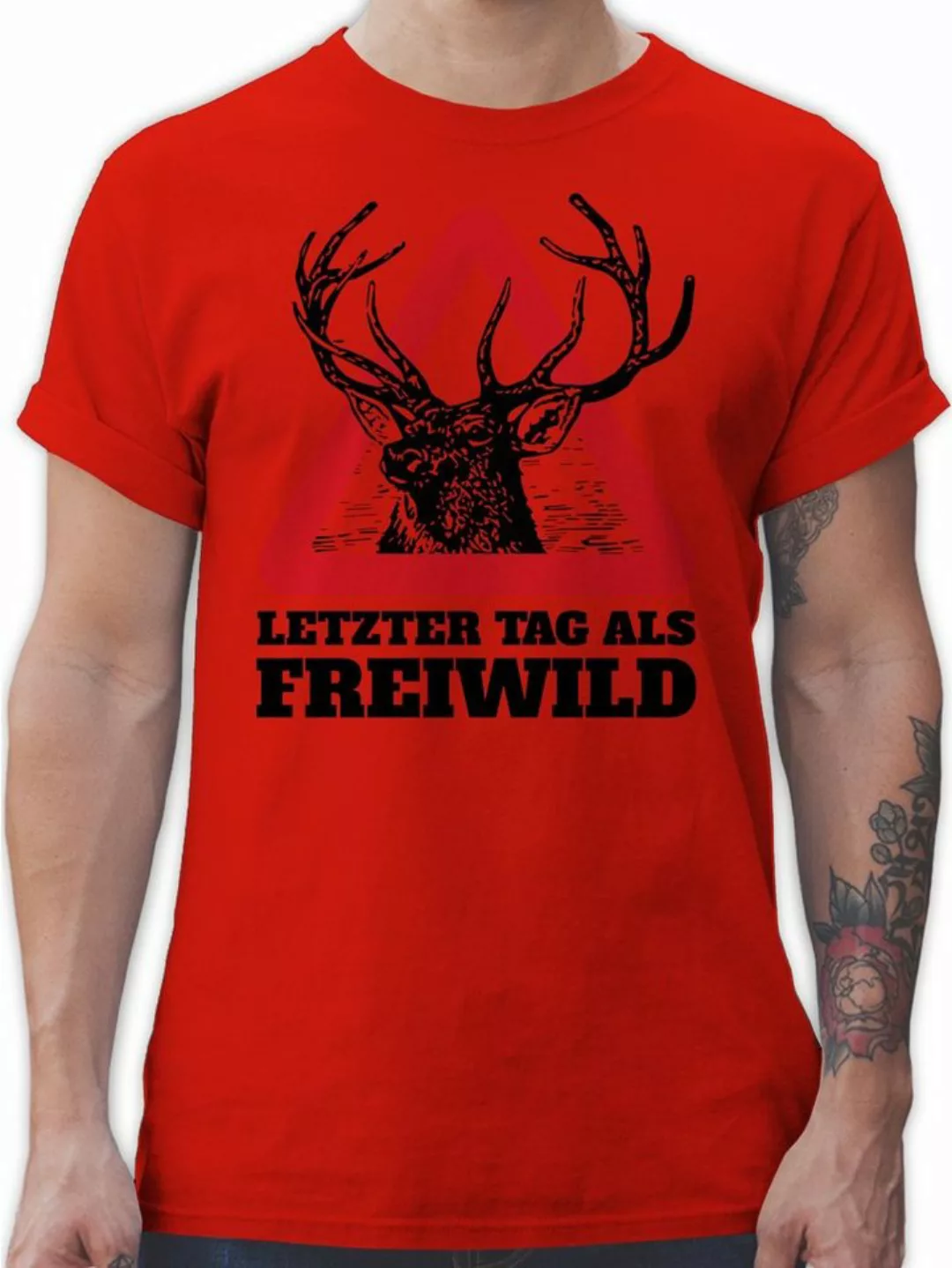 Shirtracer T-Shirt Letzter Tag als Freiwild JGA Männer günstig online kaufen