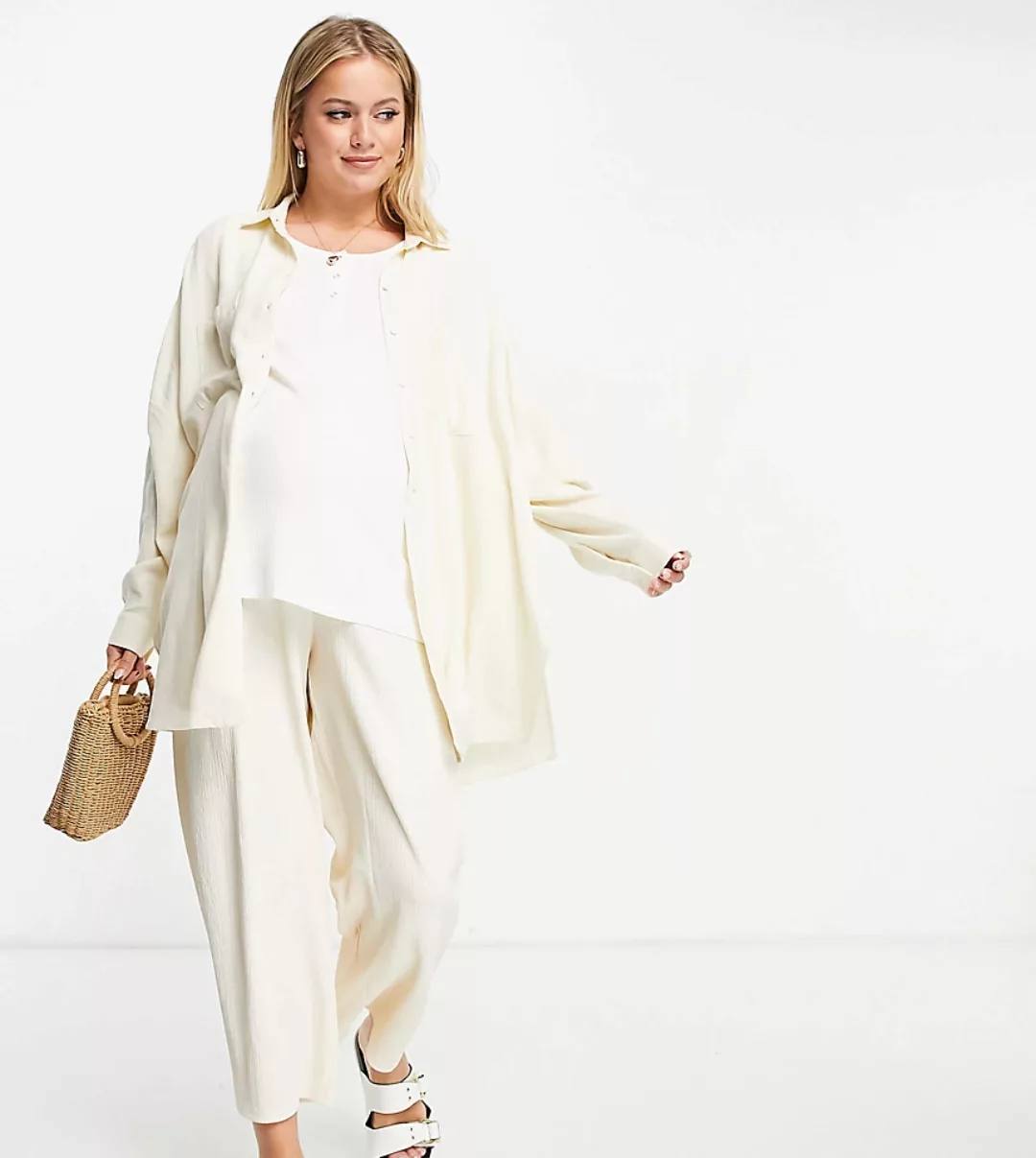 Topshop Maternity – Oversize-Leinenhemd in Weiß günstig online kaufen