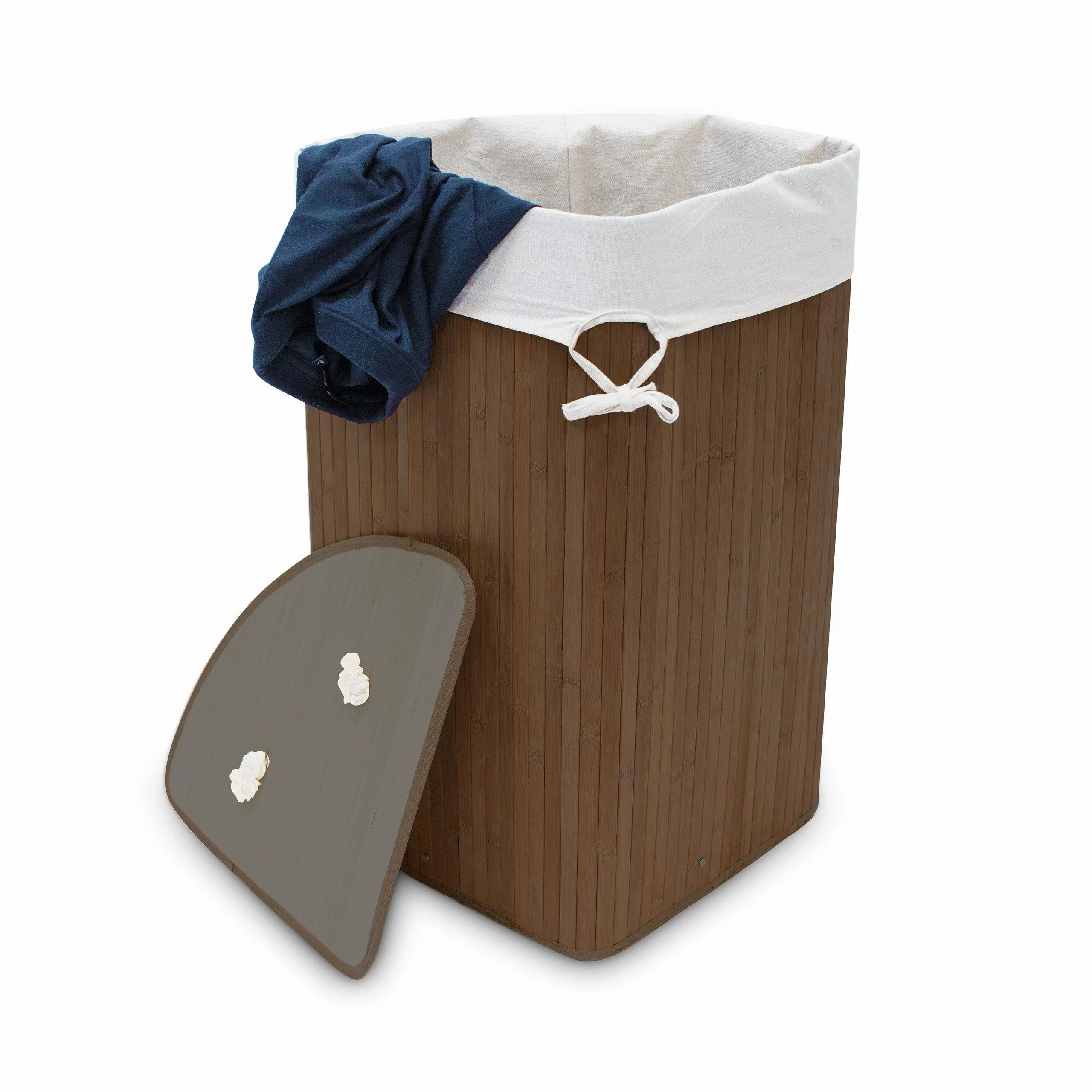 relaxdays Wäschekorb Eckwäschekorb Bambus, Braun günstig online kaufen