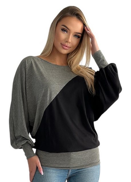 Mississhop Fledermauspullover Damen Bluse Longshirt Tunika mit ¾ ÄRMELN S M günstig online kaufen