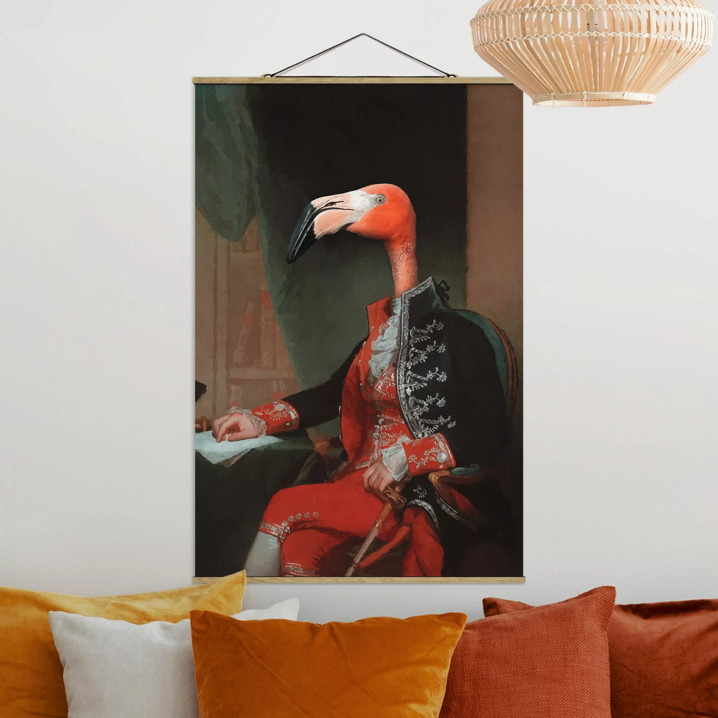 Stoffbild mit Posterleisten Lord Flamingo günstig online kaufen