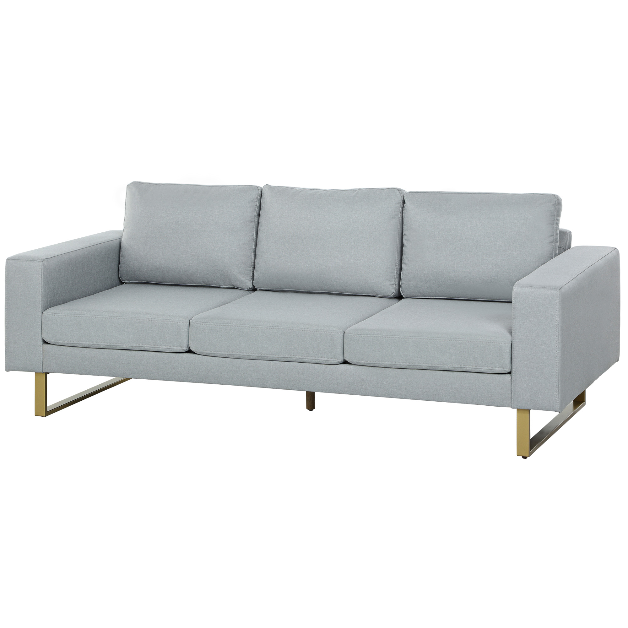 HOMCOM 3 Sitzer Sofa Dreisitzer Stoffsofa mit Kissen Armlehne Leinenoptik f günstig online kaufen