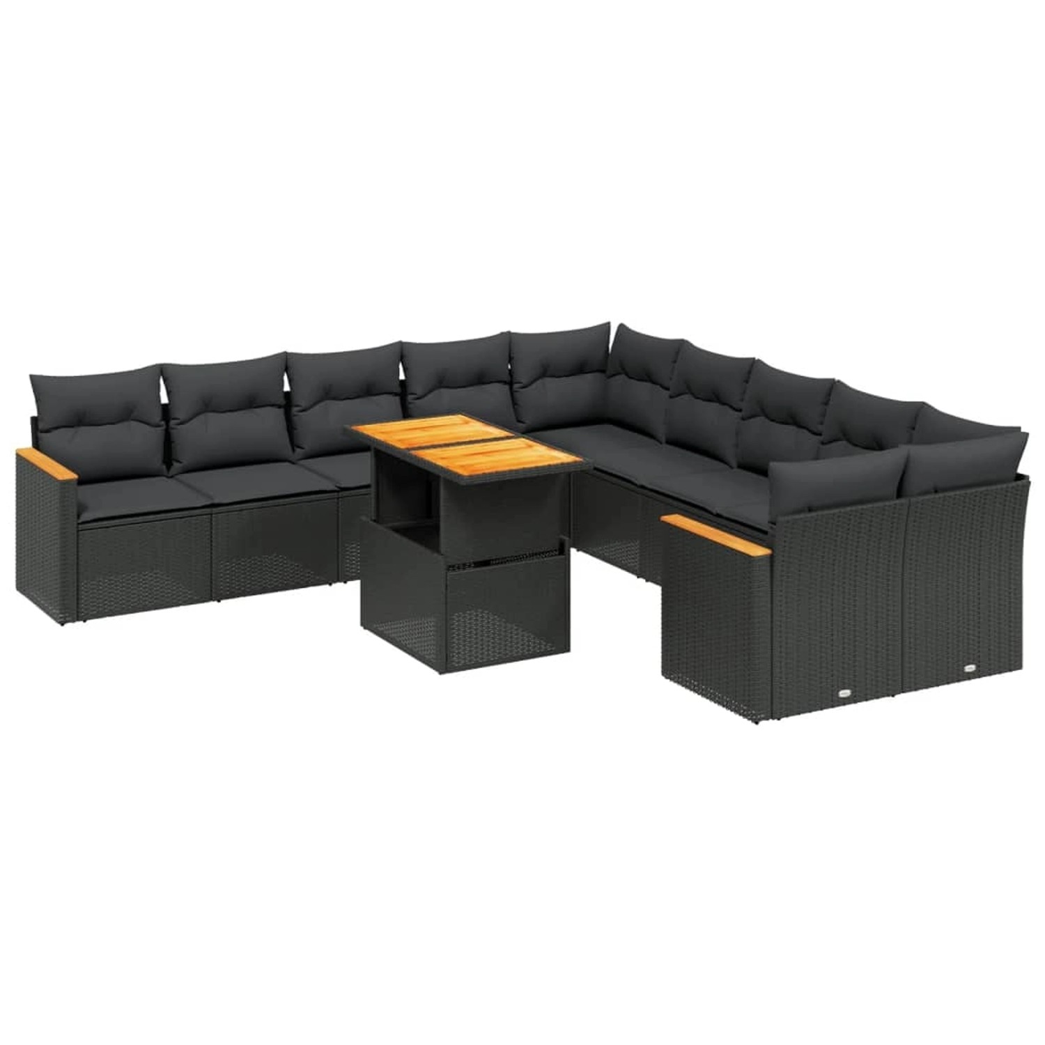 vidaXL 11-Tlg Garten-Sofagarnitur mit Kissen Schwarz Poly Rattan 3273260 günstig online kaufen