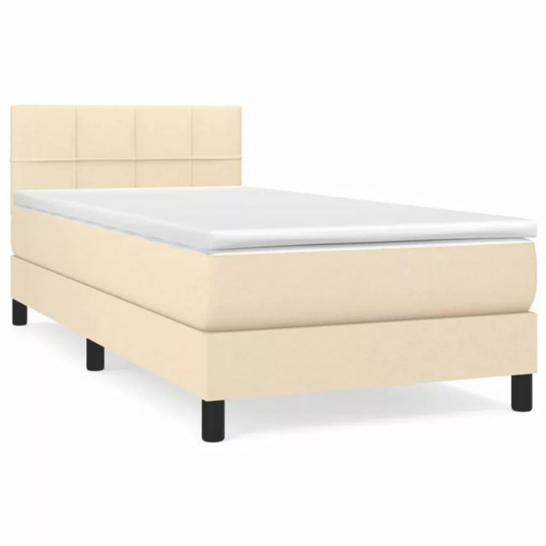 vidaXL Bettgestell Boxspringbett mit Matratze Creme 90x200 cm Stoff Bett Be günstig online kaufen