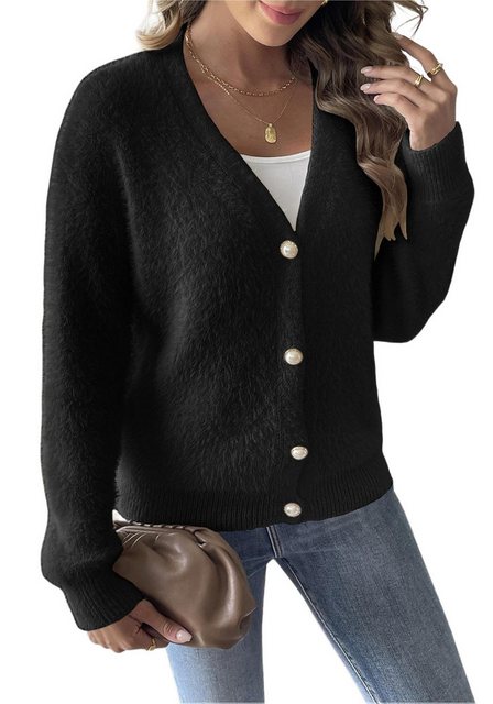 Zoclack Strickjacke Damen Weicher Strickjacke Warm Cardigan mit V-Ausschnit günstig online kaufen