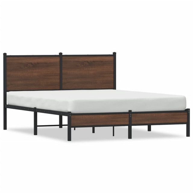 vidaXL Bett, Metallbett ohne Matratze Braun Eichen-Optik 140x200 cm günstig online kaufen