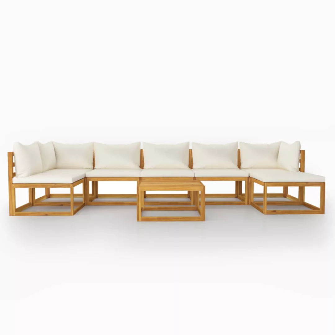 8-tlg. Garten-lounge-set Mit Auflagen Creme Massivholz Akazie günstig online kaufen