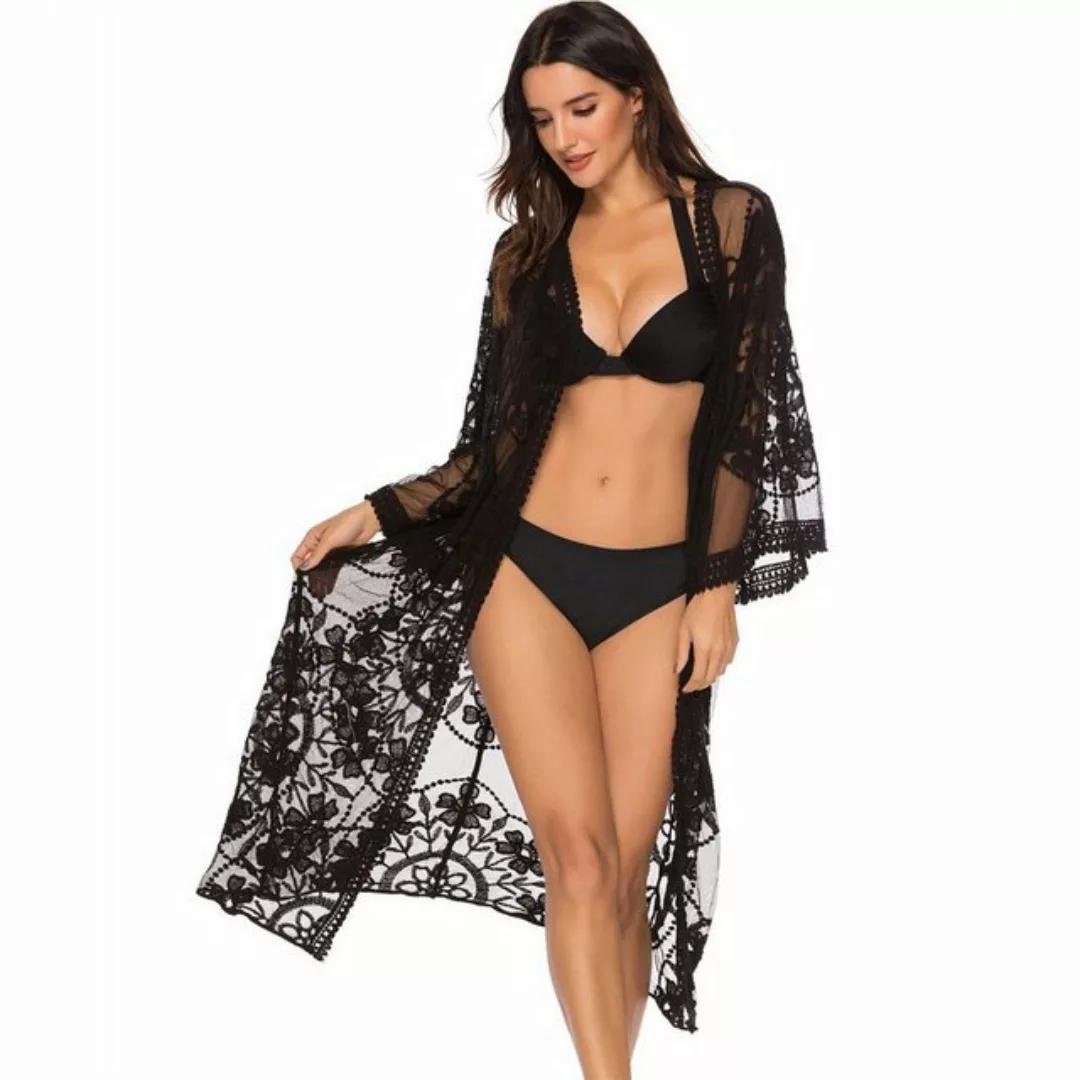 AUKUU Strandkleid Spitzen-Cardigan Bikini-Überkleid, Sonnenschutzkleid Stra günstig online kaufen