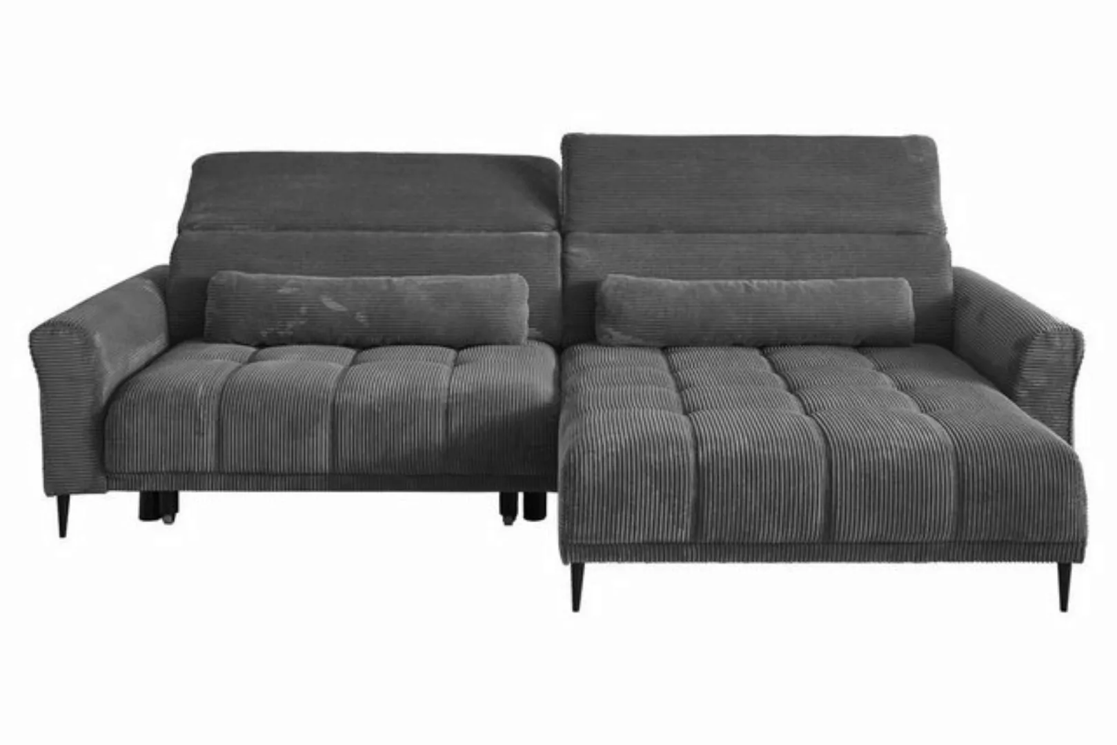 Iwaniccy Ecksofa LOGAN, Cordbezug, Dunkelgrau, B 277 x T 179 cm, 2 Nierenki günstig online kaufen