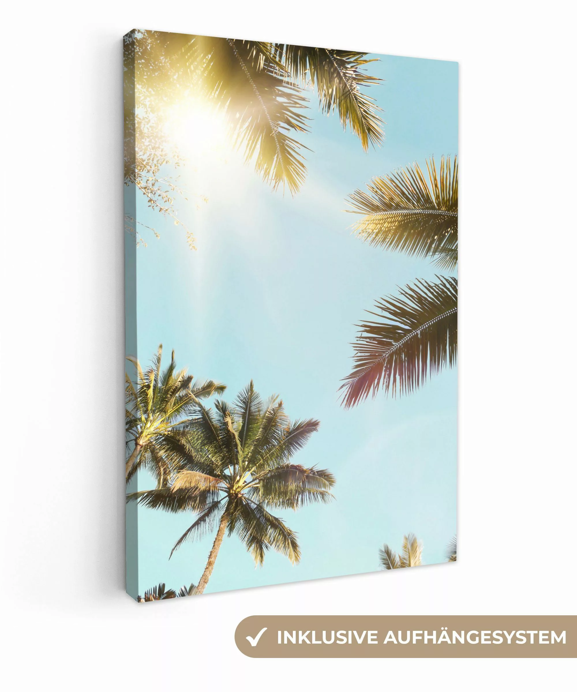 OneMillionCanvasses® Leinwandbild Palmen - Blau - günstig online kaufen