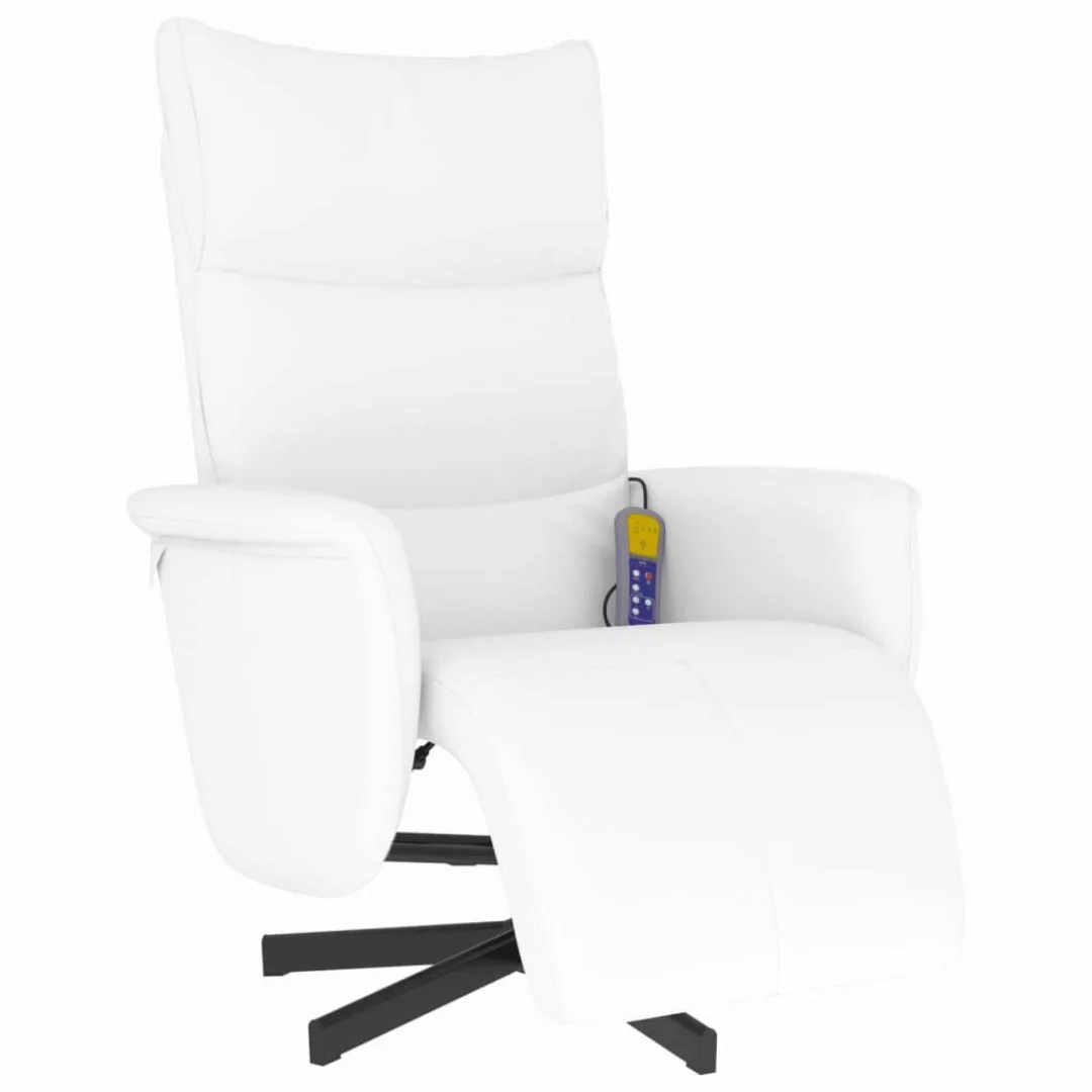 vidaXL Sessel Massagesessel mit Fußteil Weiß günstig online kaufen